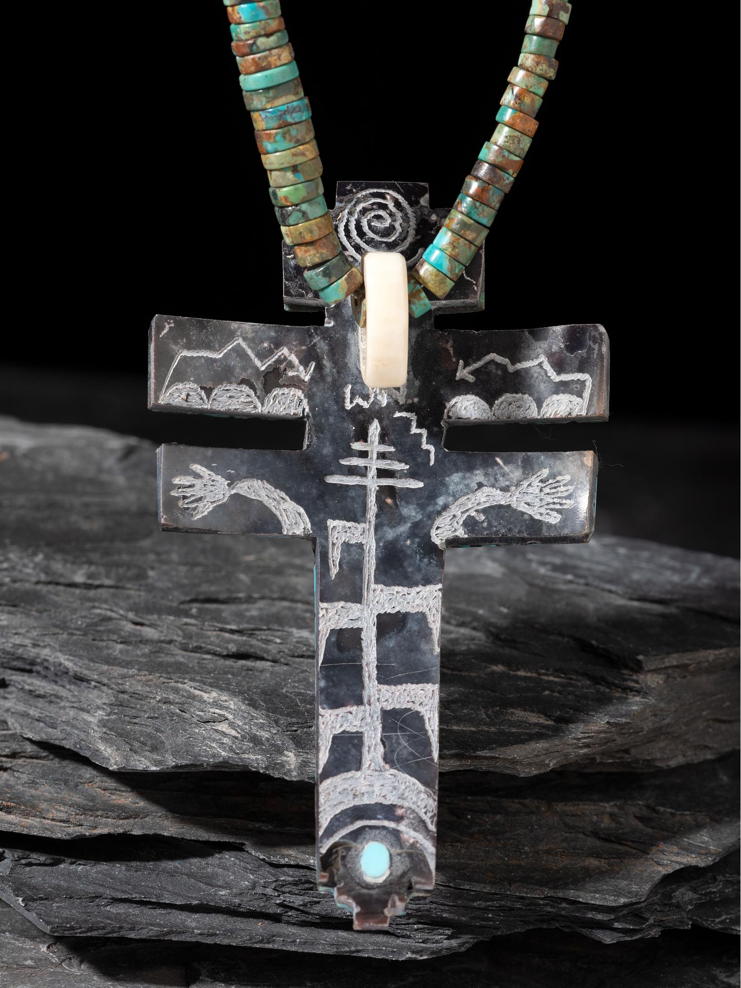 Mosaic Inlay Dragonfly and Rolled Turquoise Necklace