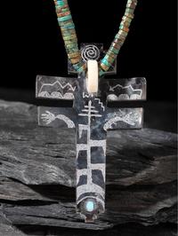 Mosaic Inlay Dragonfly and Rolled Turquoise Necklace