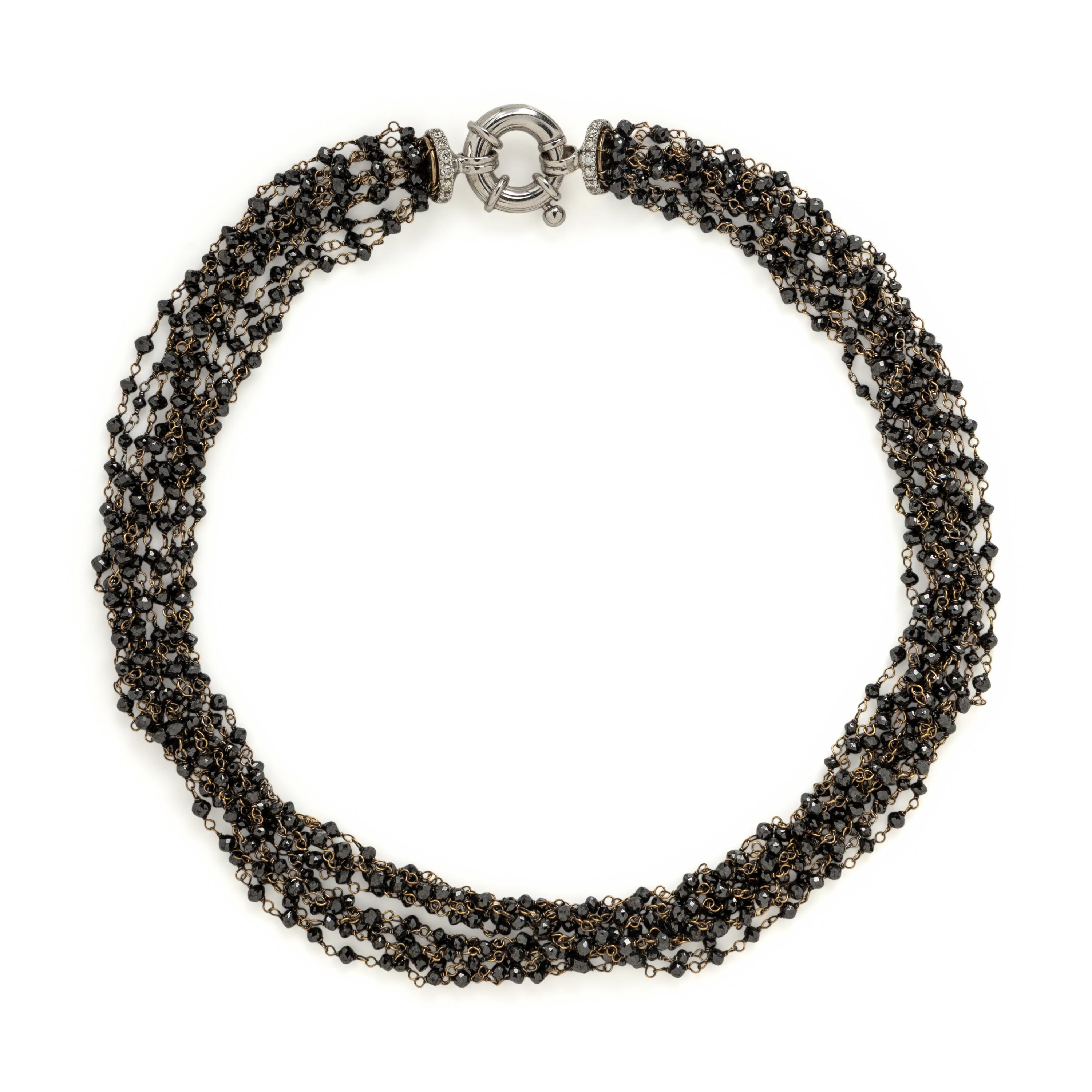 Yvel, Black Diamond, Diamond, and Bicolor Gold Necklace
