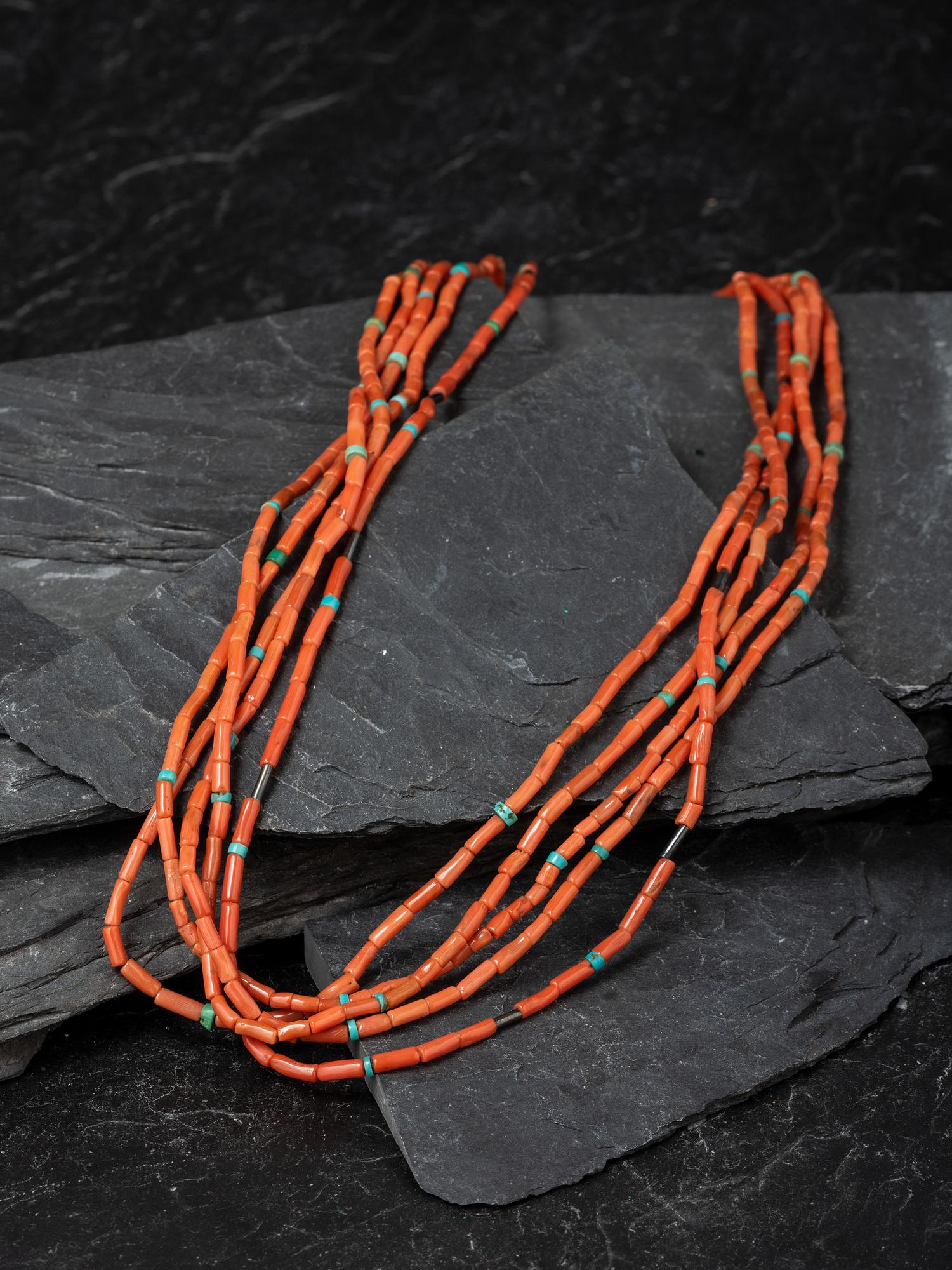 Pueblo Multi-strand Coral Necklace
