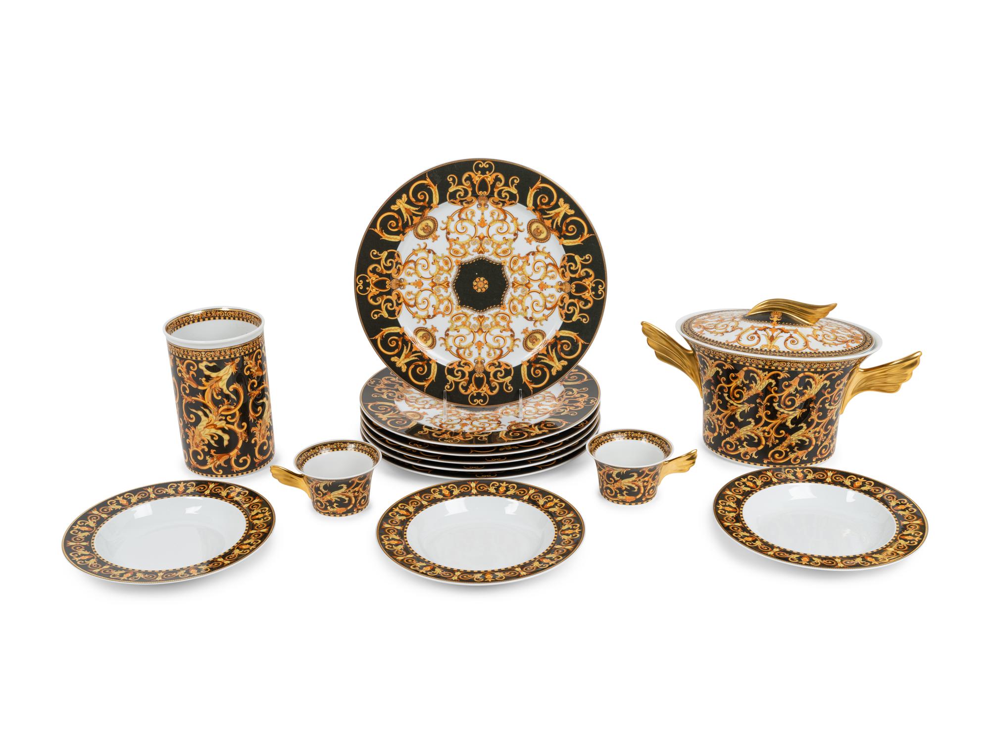 A Group of Versace Porcelain Barocco Tableware
