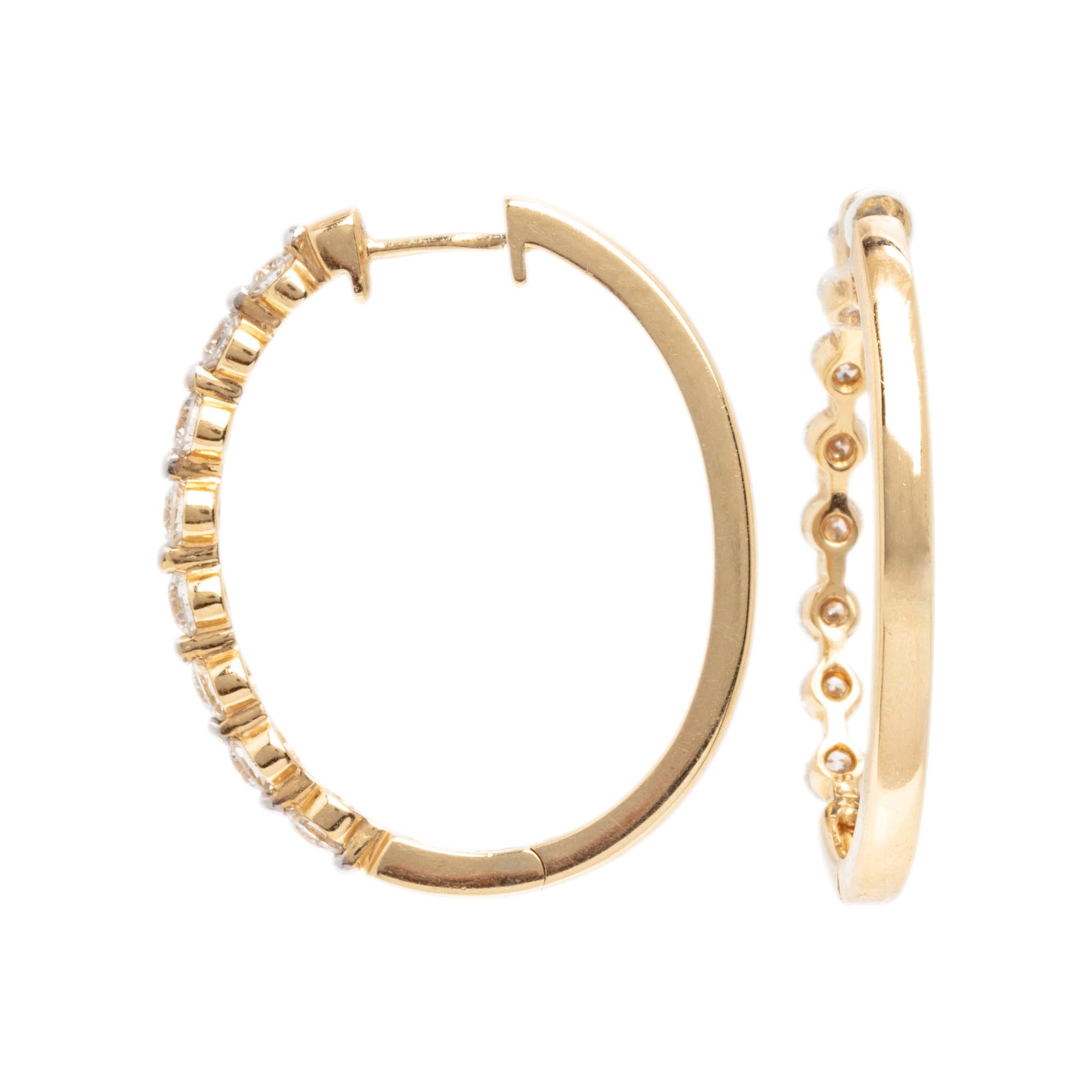 YELLOW GOLD AND DIAMOND BANGLE BRACELET AND HOOP EARRINGS