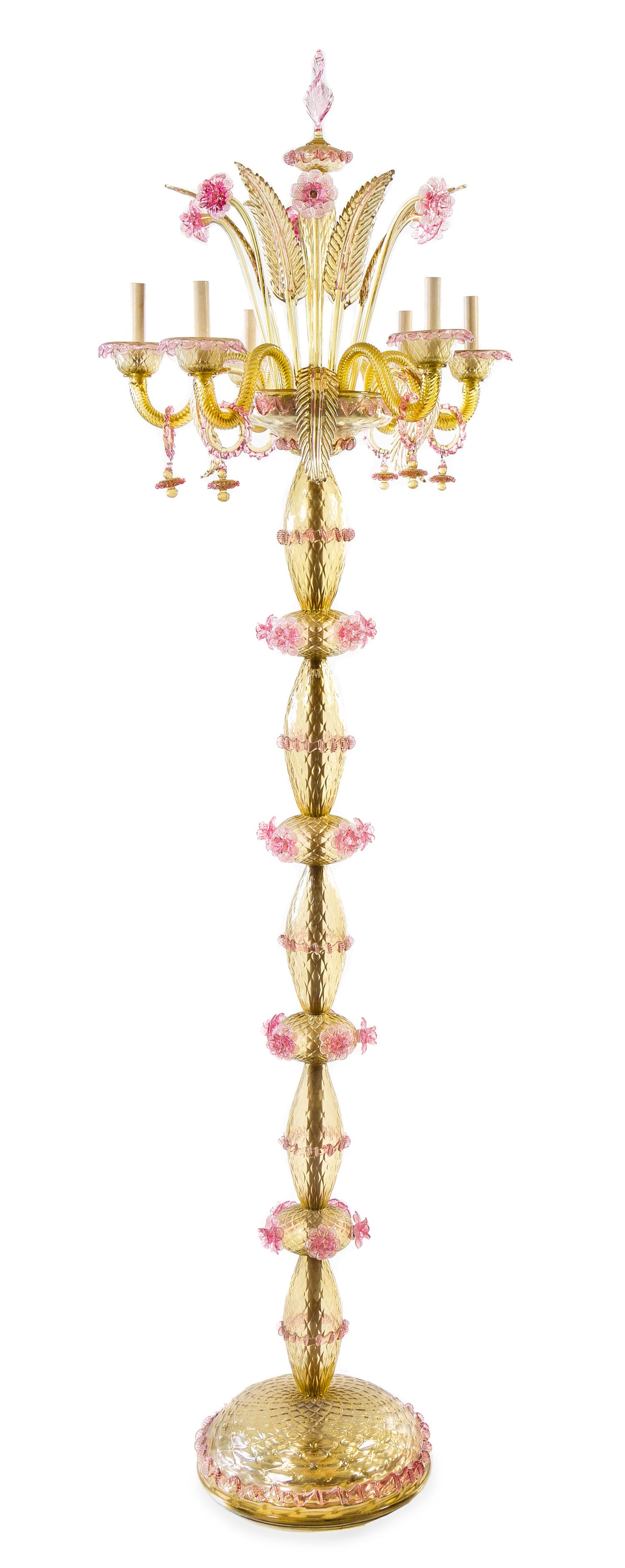 A Venetian Glass Floor Lamp Height 79 inches. — MID-20TH CENTURY