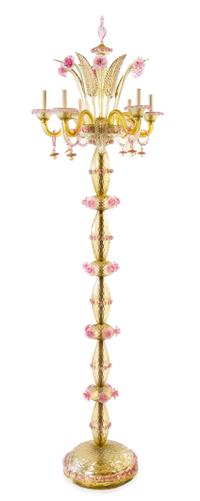 A Venetian Glass Floor Lamp Height 79 inches. — MID-20TH CENTURY