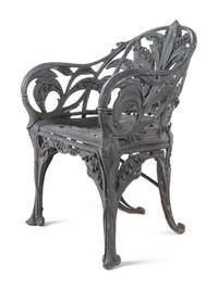A Set of Four English Cast Iron Garden Chairs