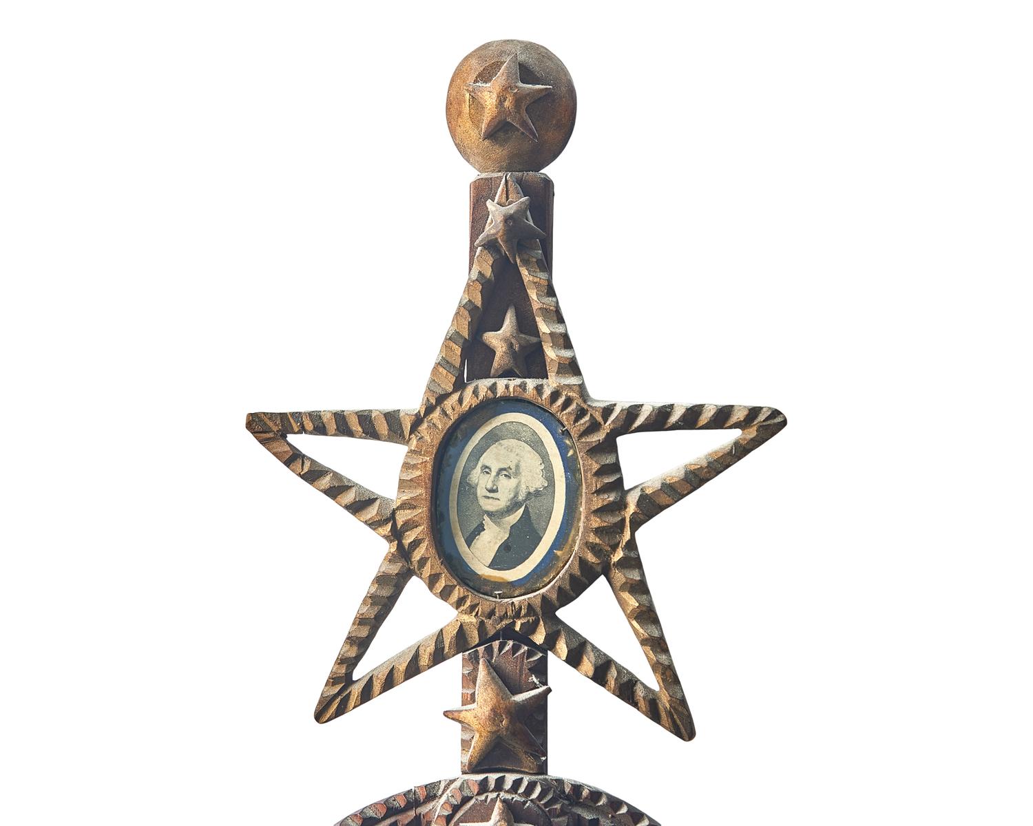 A Painted Tramp Art Presentation Sword Commemorating George Washington, Circa 1900