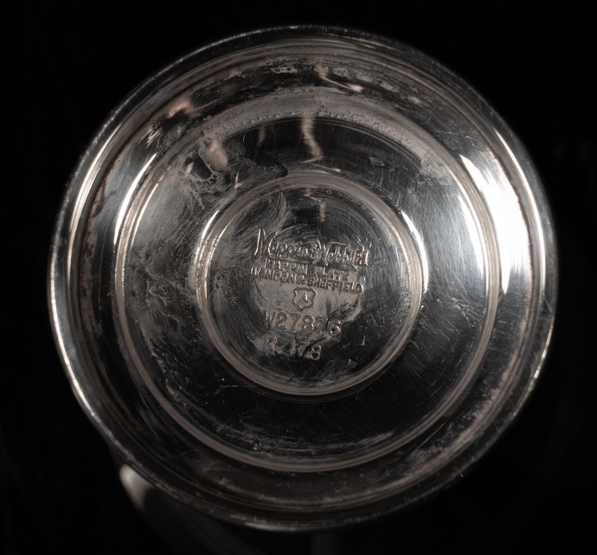 A Set of Eight Mappin and Webb Silver-Plate Art Deco Cocktail Glasses