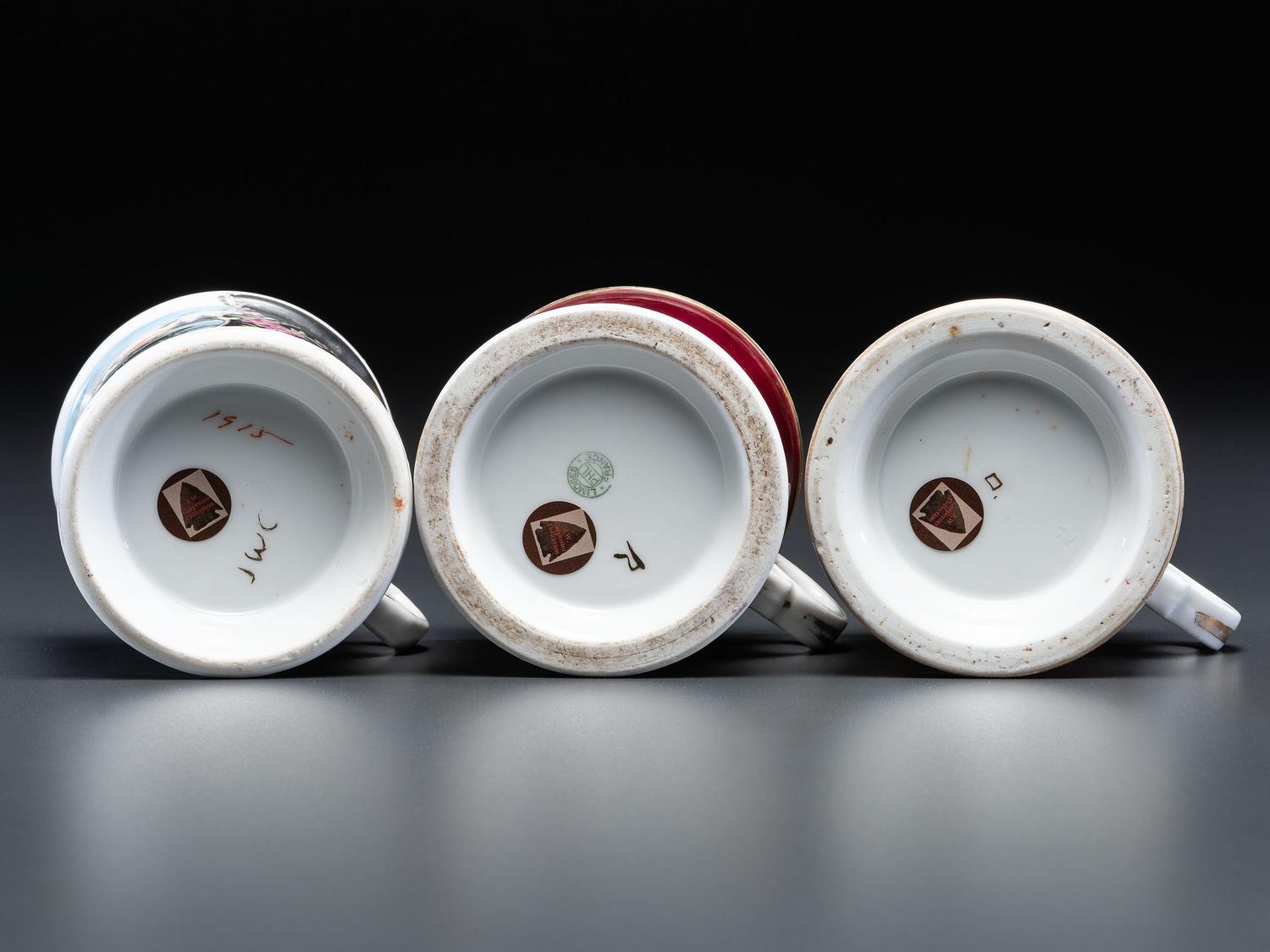 Three Porcelain Occupational Shaving Mugs