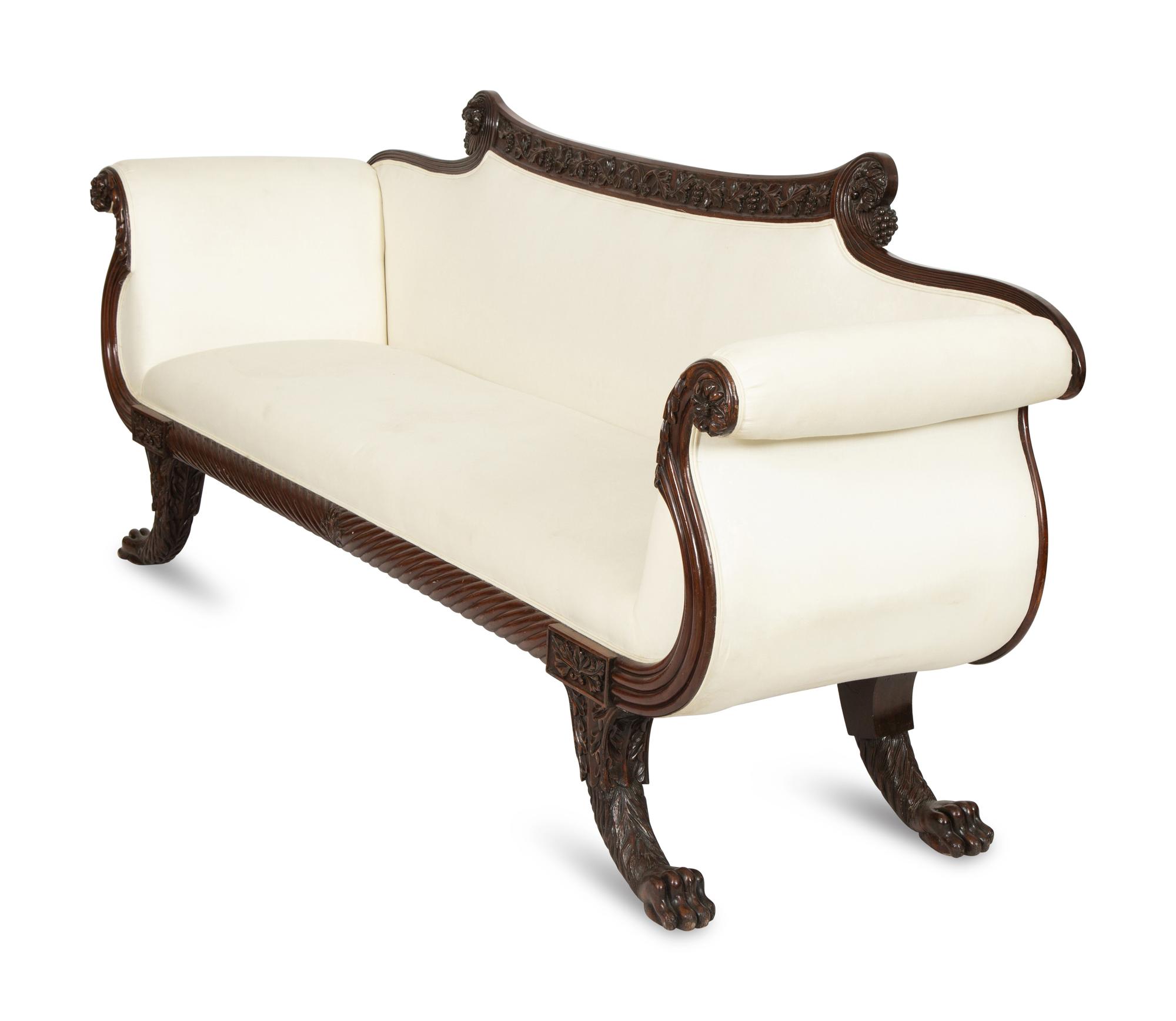 A Classical Style Carved Mahogany Sofa