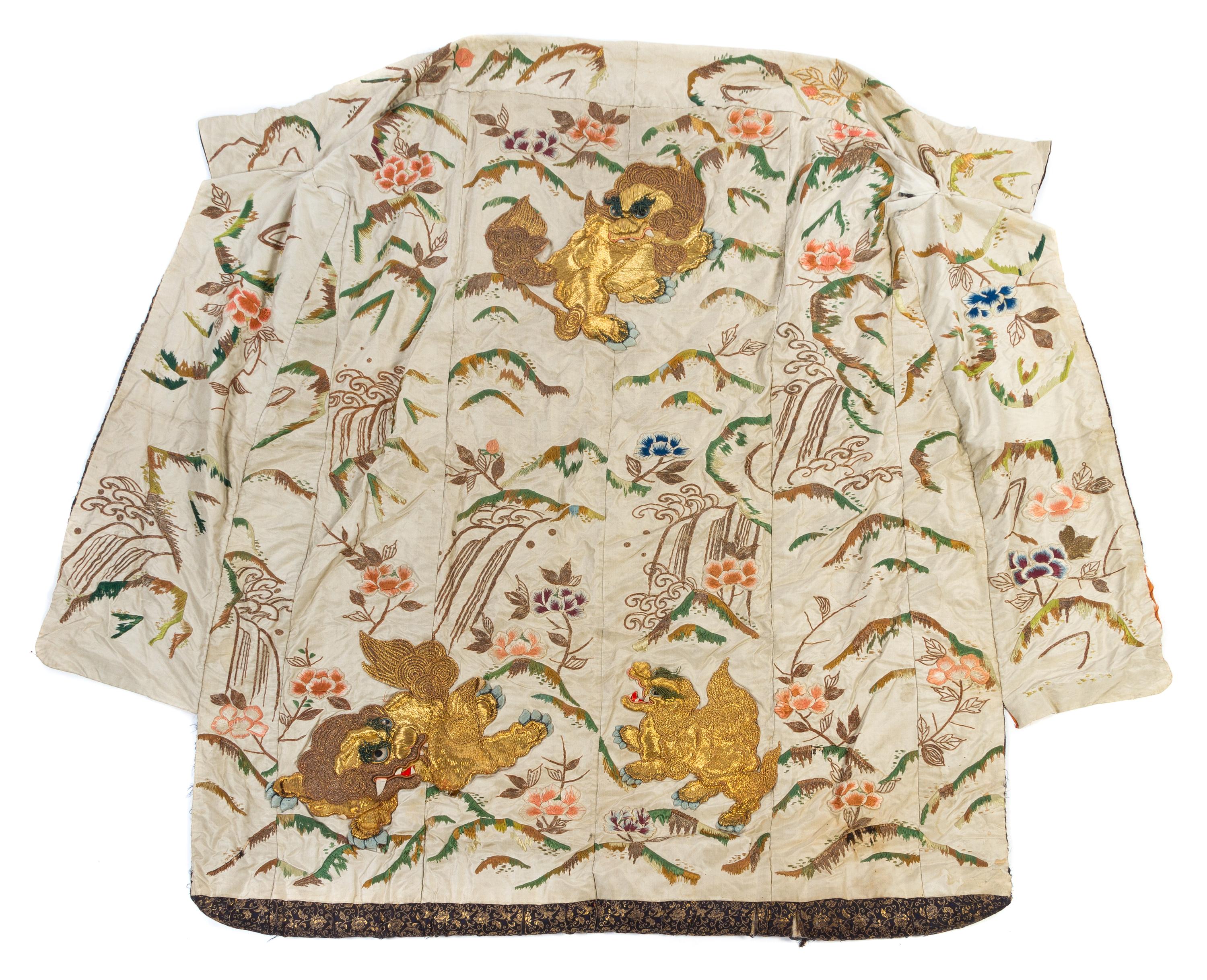 A Embroidered Silk Kimono Height 67 5/8 x width 73 inches.