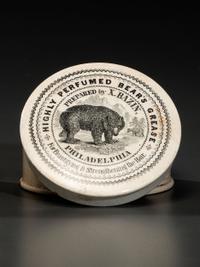 A Rare Transfer Printed Porcelain Perfumed Bear Grease Pot Lid and Base