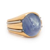 Star Sapphire and Bicolor Gold Ring