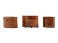 A Group of Three George III Marquetry Tea Caddies