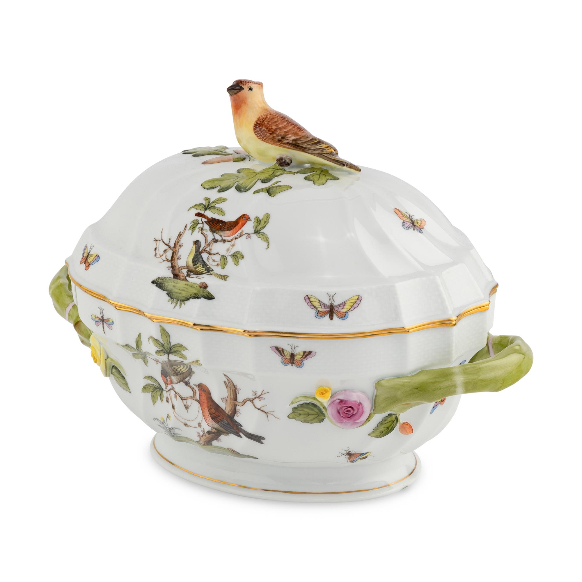 A Herend Rothschild Bird Porcelain Tureen