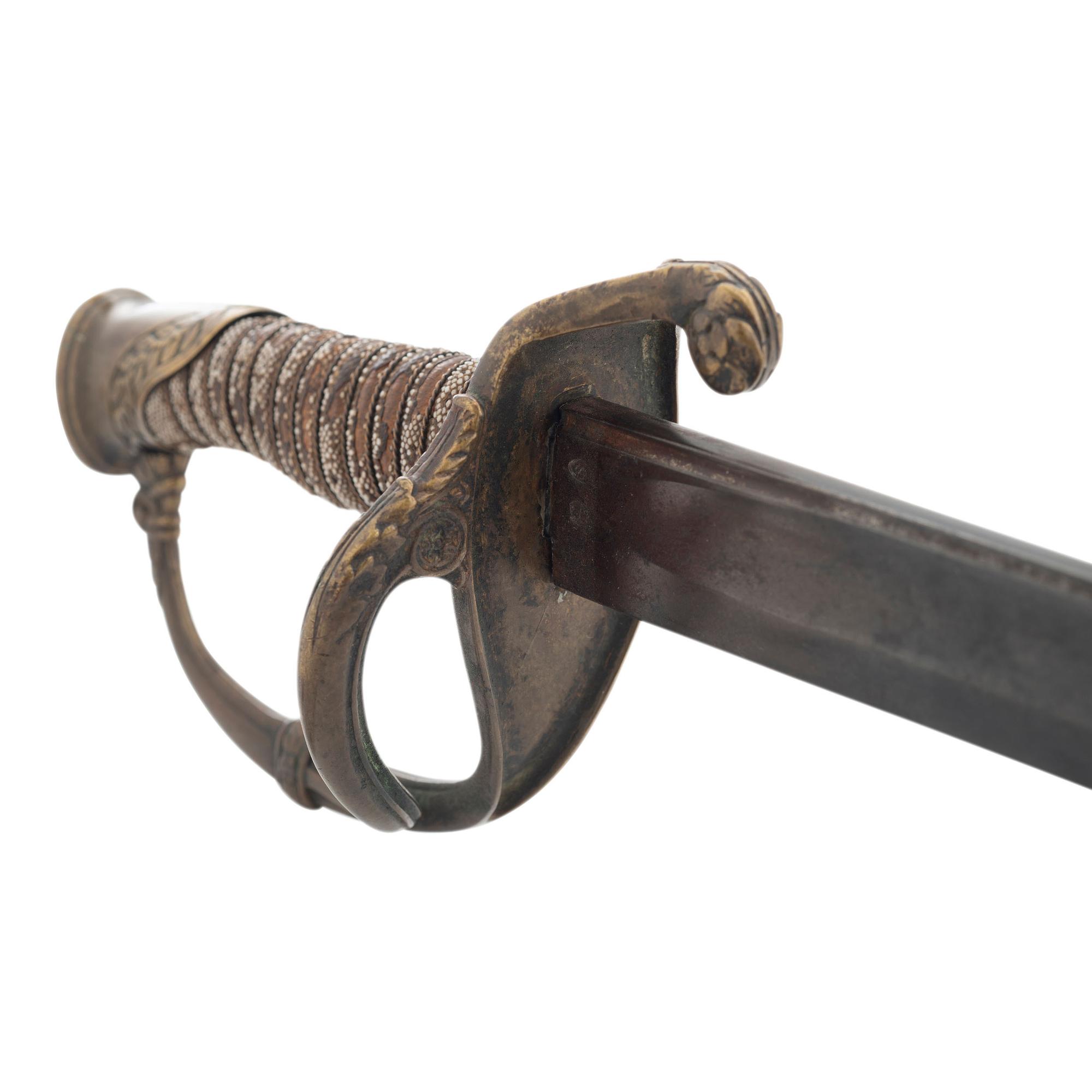 Import Foot Officers Sword with Scabbard Inscribed to Capt. S.E. Thomason - 176th NY Vols., then Captured and Descended in a Texas Confederate Family