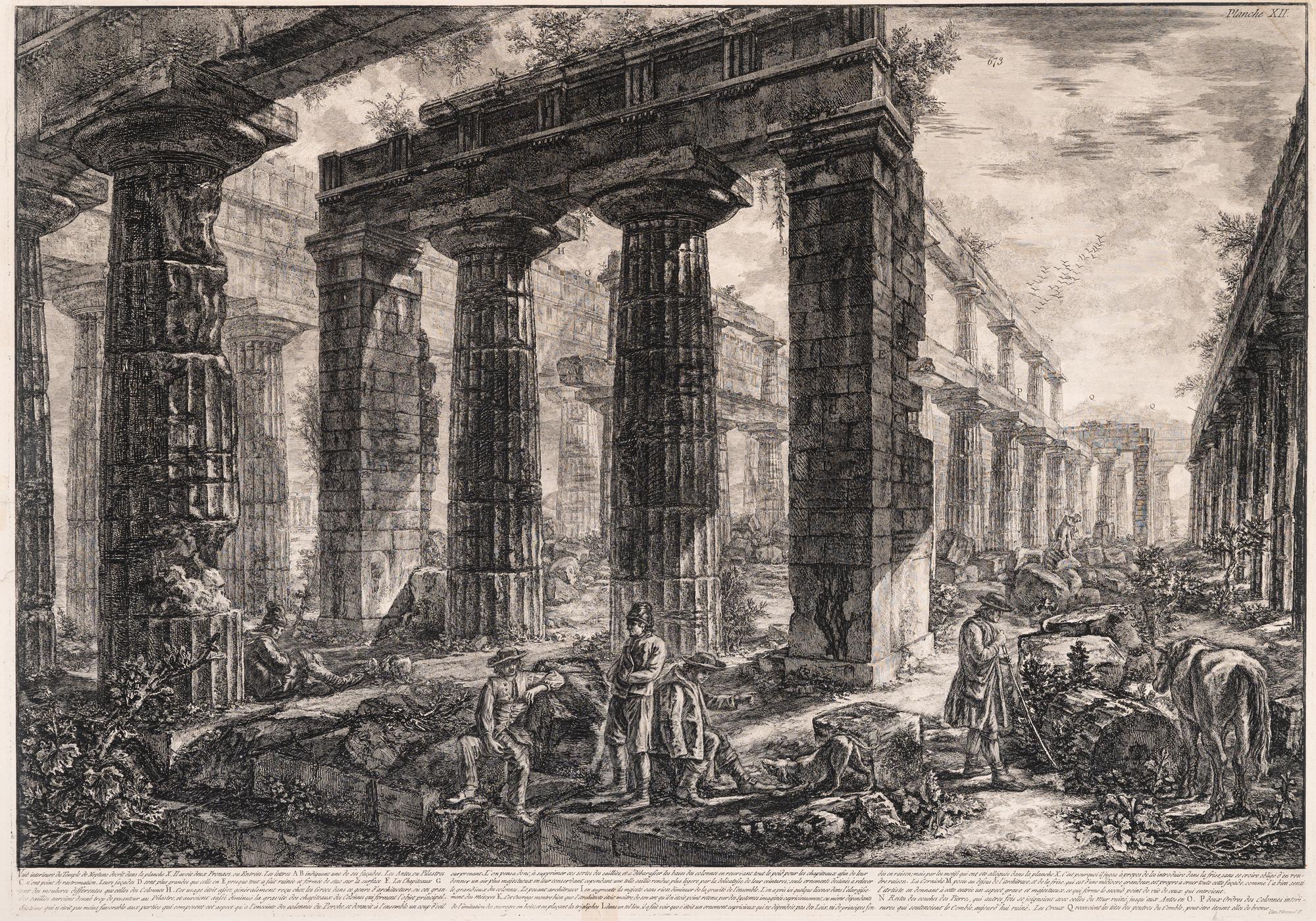 Vue interieure du Temple de Neptune (from Views of Paestum)