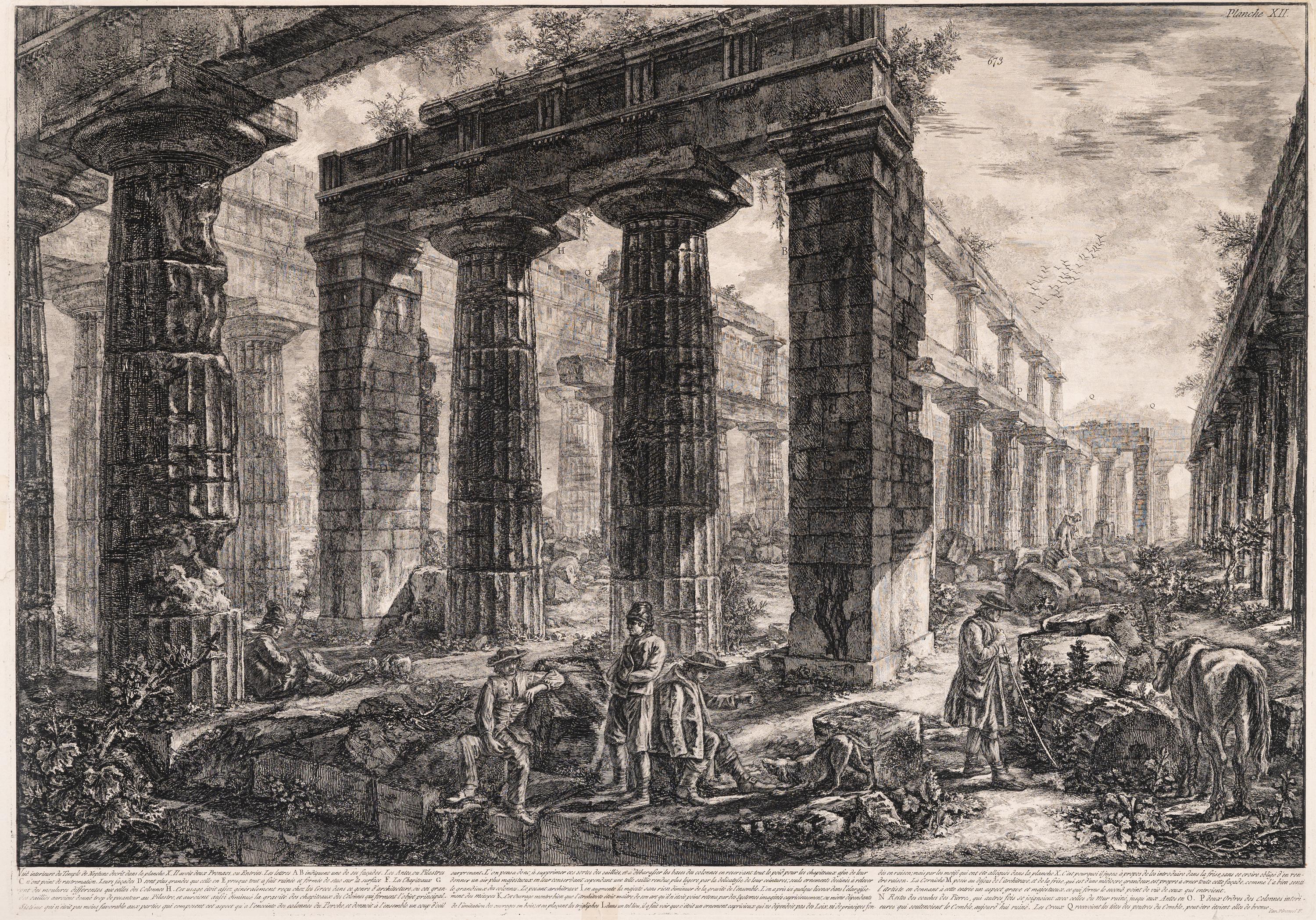 Vue interieure du Temple de Neptune (from Views of Paestum)