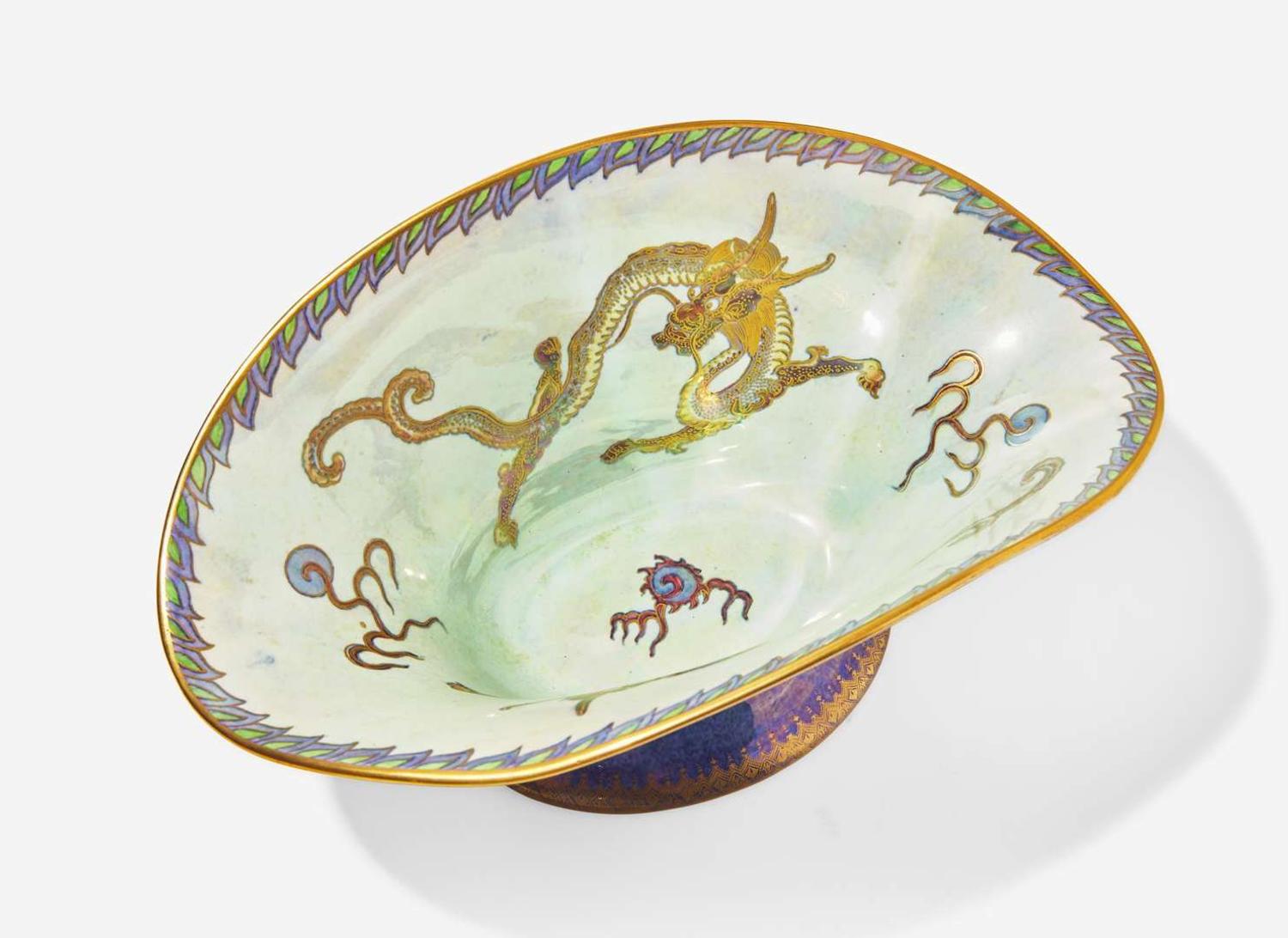 A Wedgwood Dragon Lustre Fan-Shaped Centerpiece Bowl, UK, circa 1915