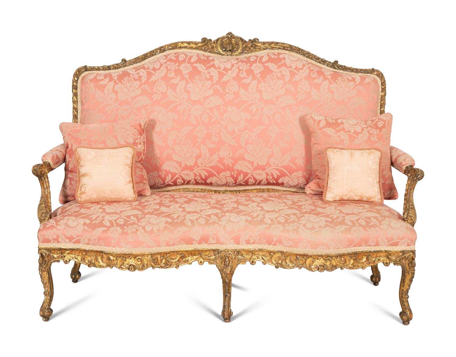 A Louis XV Style Carved Giltwood Settee