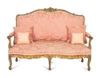 A Louis XV Style Carved Giltwood Settee