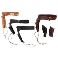 Lot of 8 Quick-Draw Arvo Ojala Pattern Holsters and One Pair Chaps