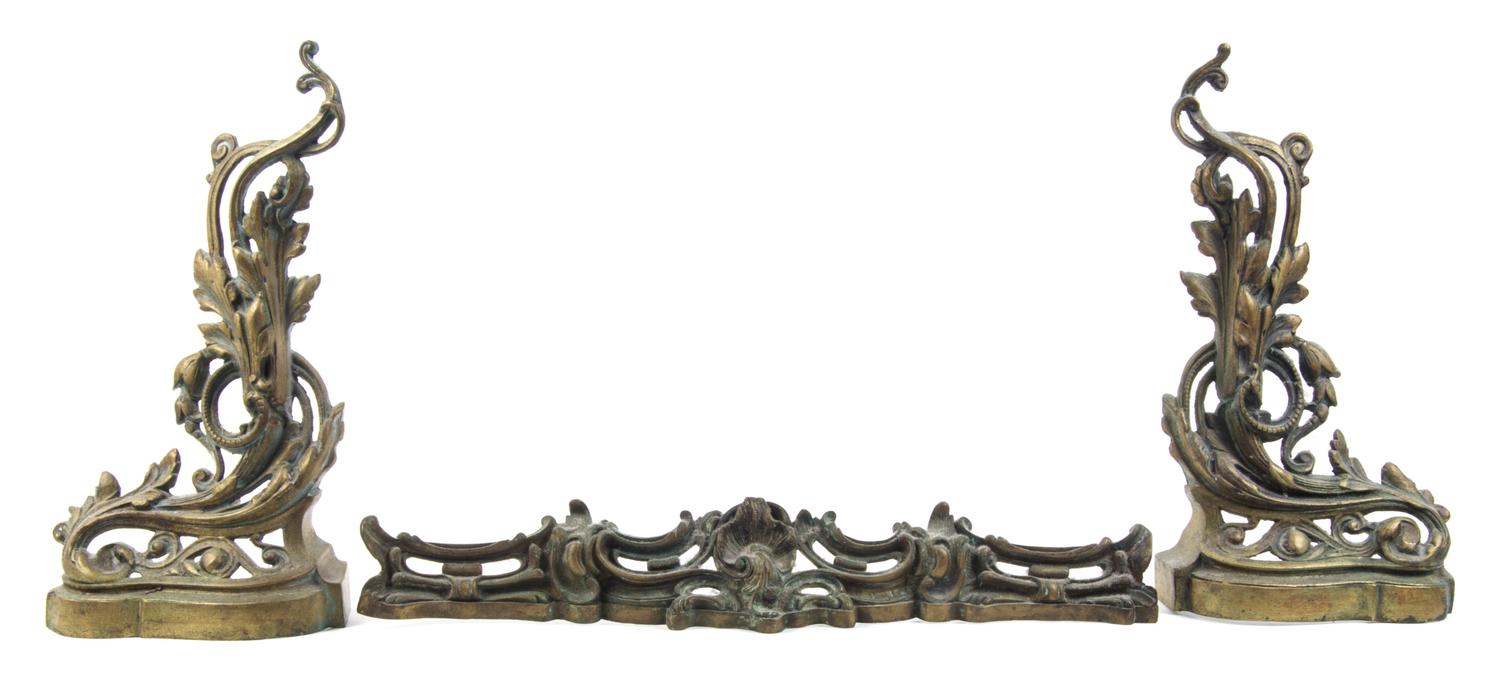 A Pair of Neoclassical Gilt Bronze Chenets, Height 17 1/2 inches.