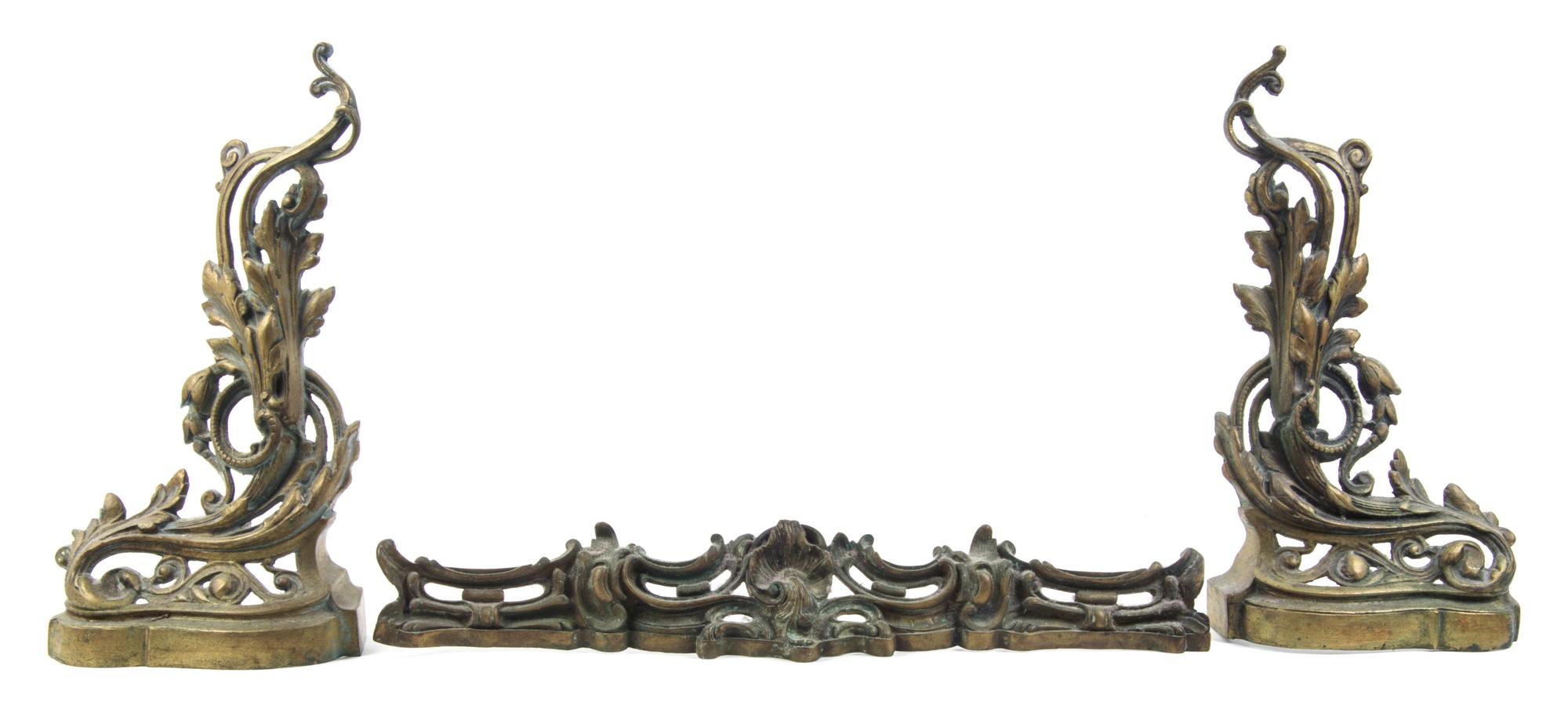 A Pair of Neoclassical Gilt Bronze Chenets, Height 17 1/2 inches.