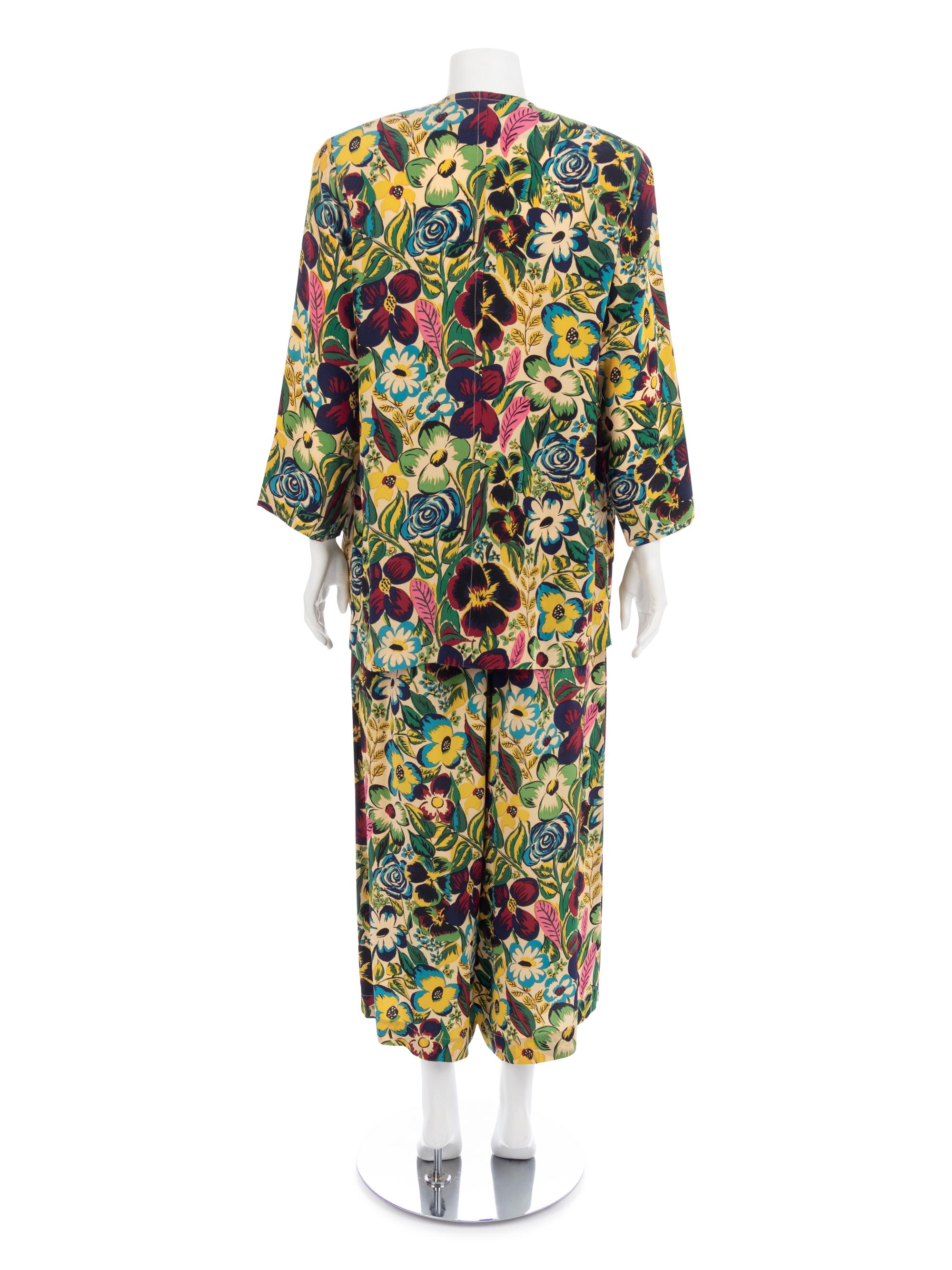 Four Jean Muir Floral Pant Ensembles, 1980-90s