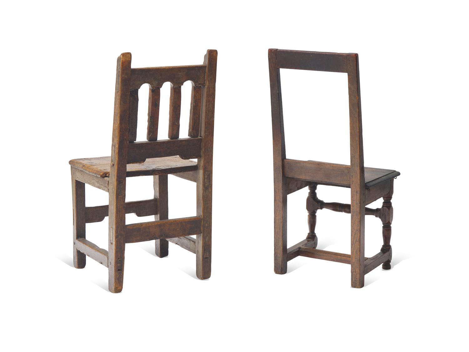 Two Continental Walnut Side Chairs