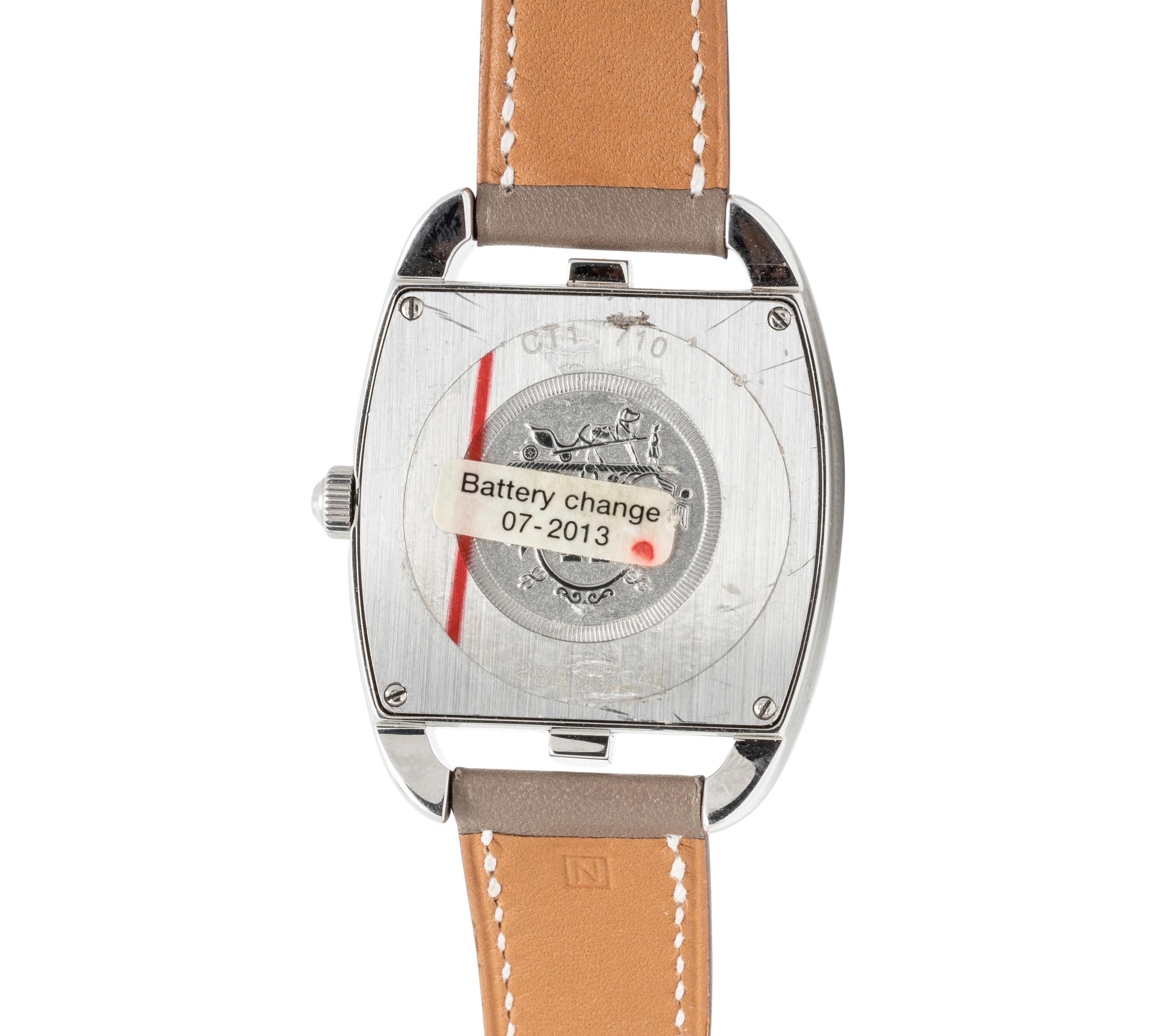 HERMÈS, REF. CT1.710 STAINLESS STEEL 'CAPE COD TONNEAU' WATCH