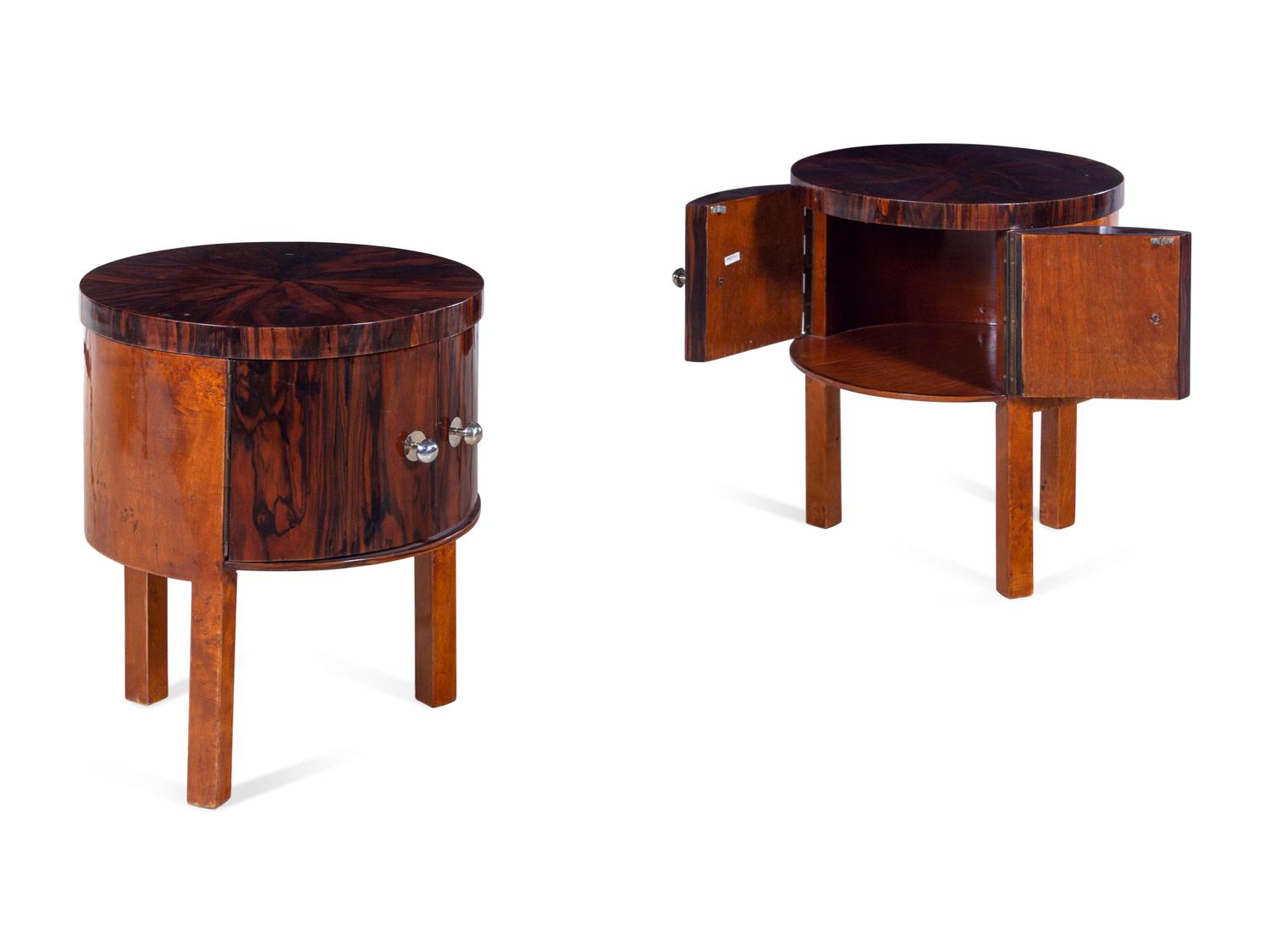 A Pair of Swedish Rosewood Cylindrical Side Tables