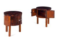 A Pair of Swedish Rosewood Cylindrical Side Tables