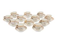 A Set of Twelve Royal Copenhagen Flora Danica Porcelain Teacups and Saucers