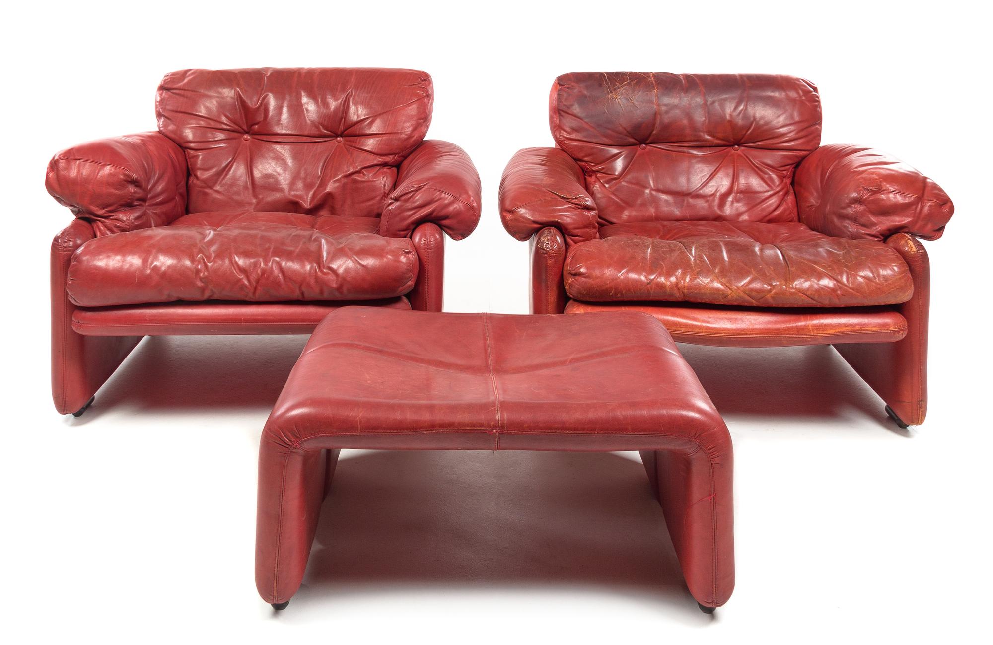 Afra and Tobia Scarpa (Italian, b.1937-2011; b.1935), B & B ITALIA, 1970s, a pair of Coronado lounge chairs, with an ottoman