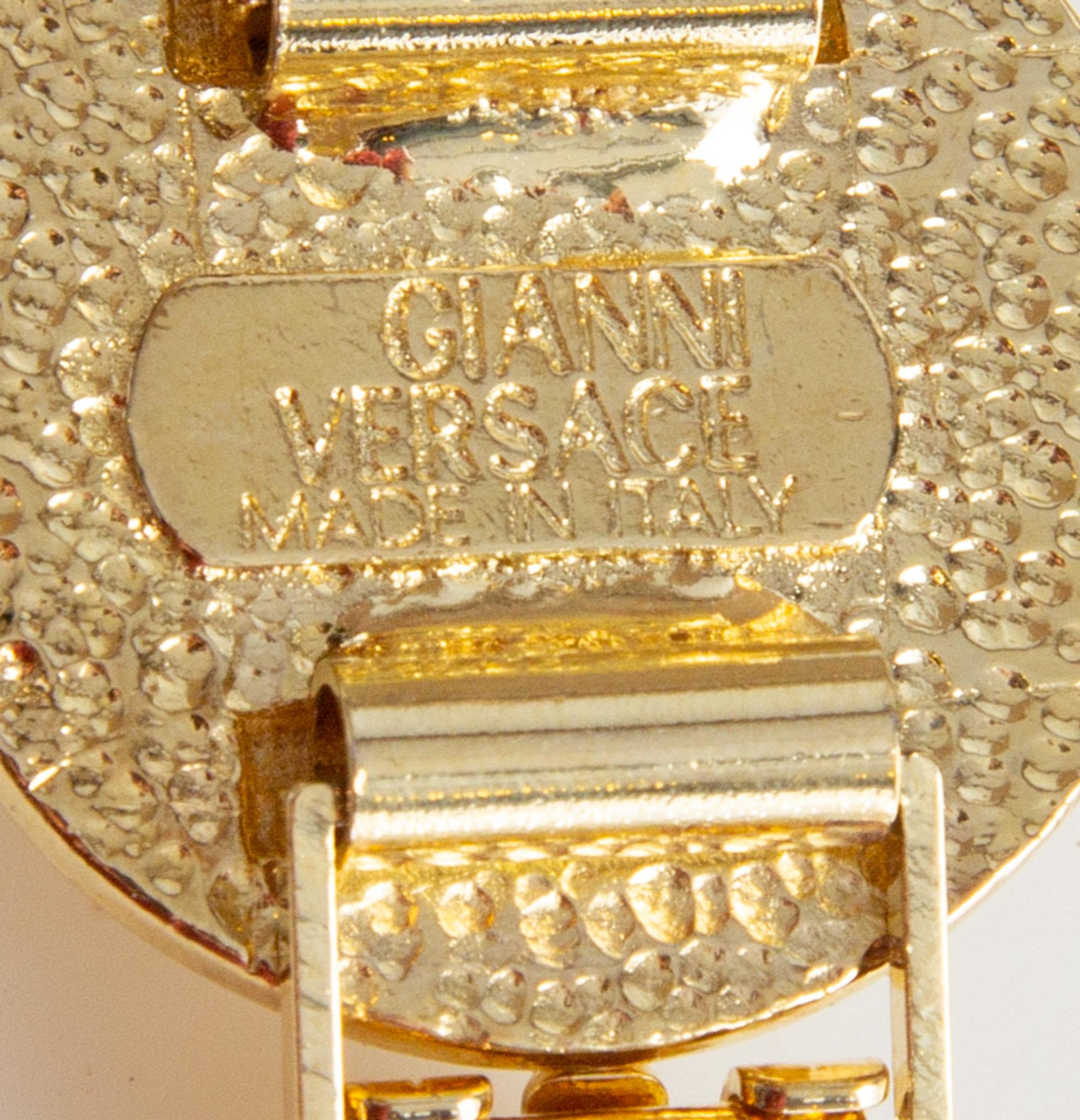 A Gianni Versace Pearl and Medusa Medallion Link Bracelet, 6.5" X 1.25".