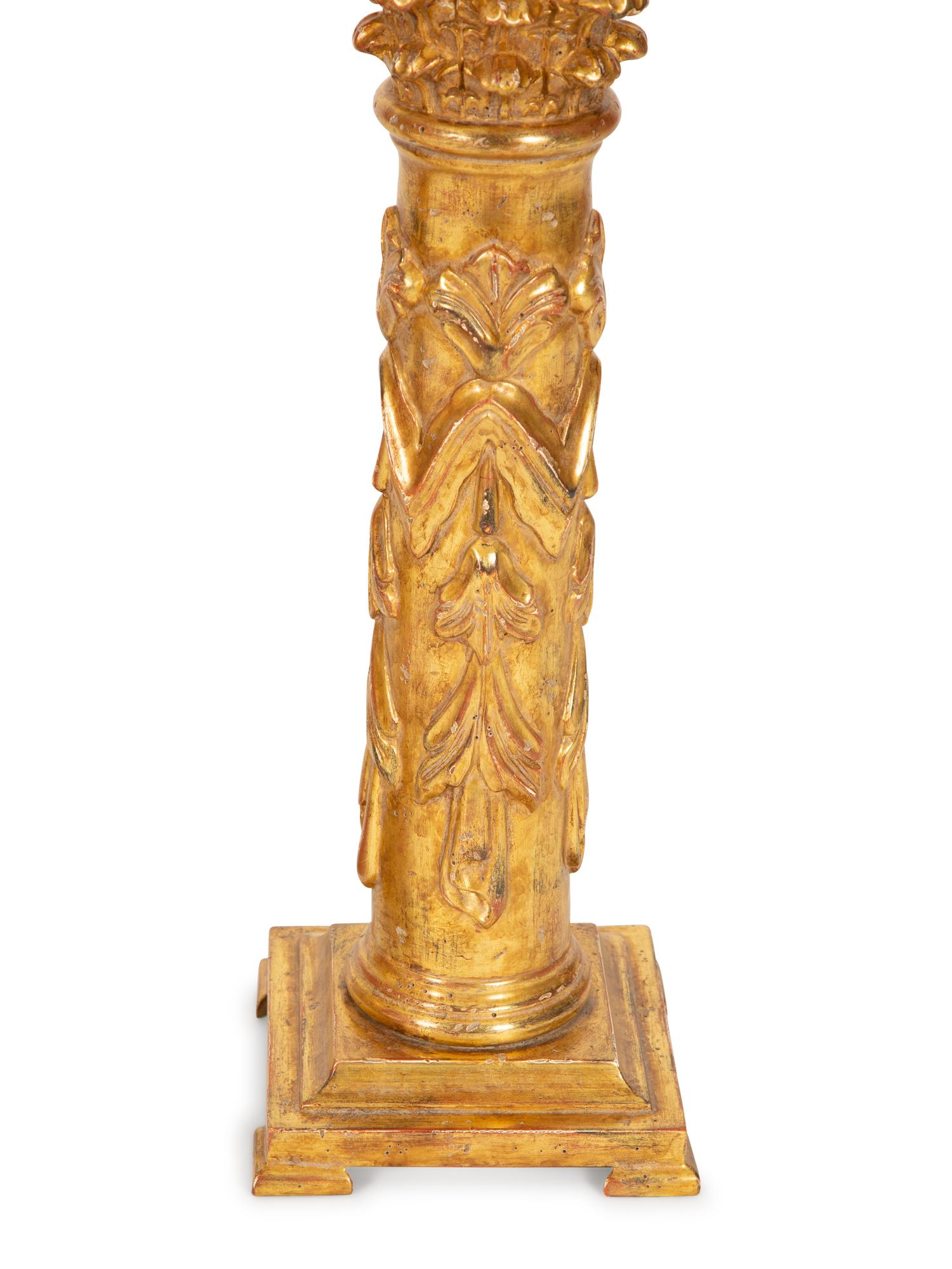 A Pair of Nancy Corzine Giltwood Camille Lamps
