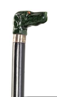 A Jade Handled Cane, Length of handle 2 1/2 x length overall 31 5/8 inches.