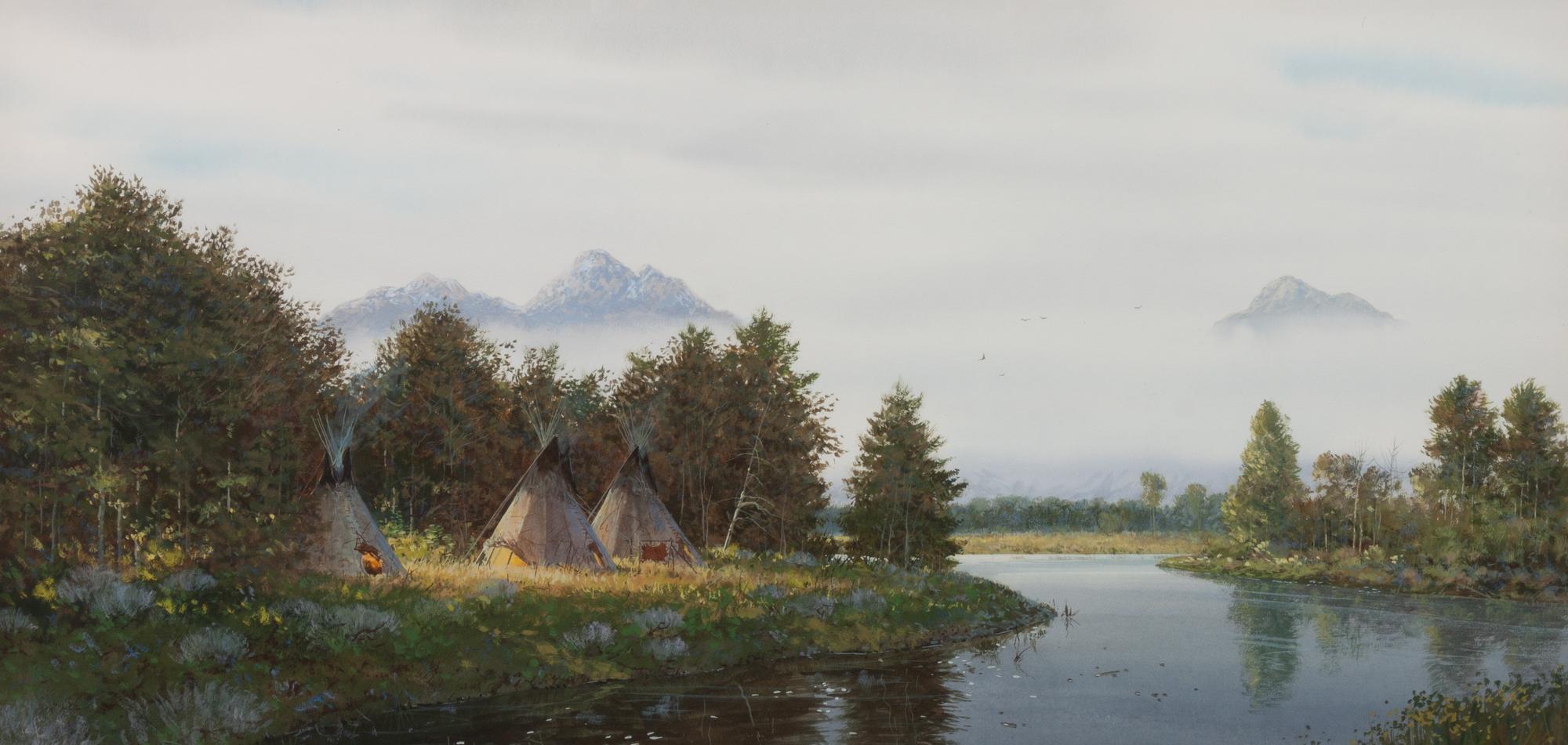A Pair of Camp Scene Watercolors