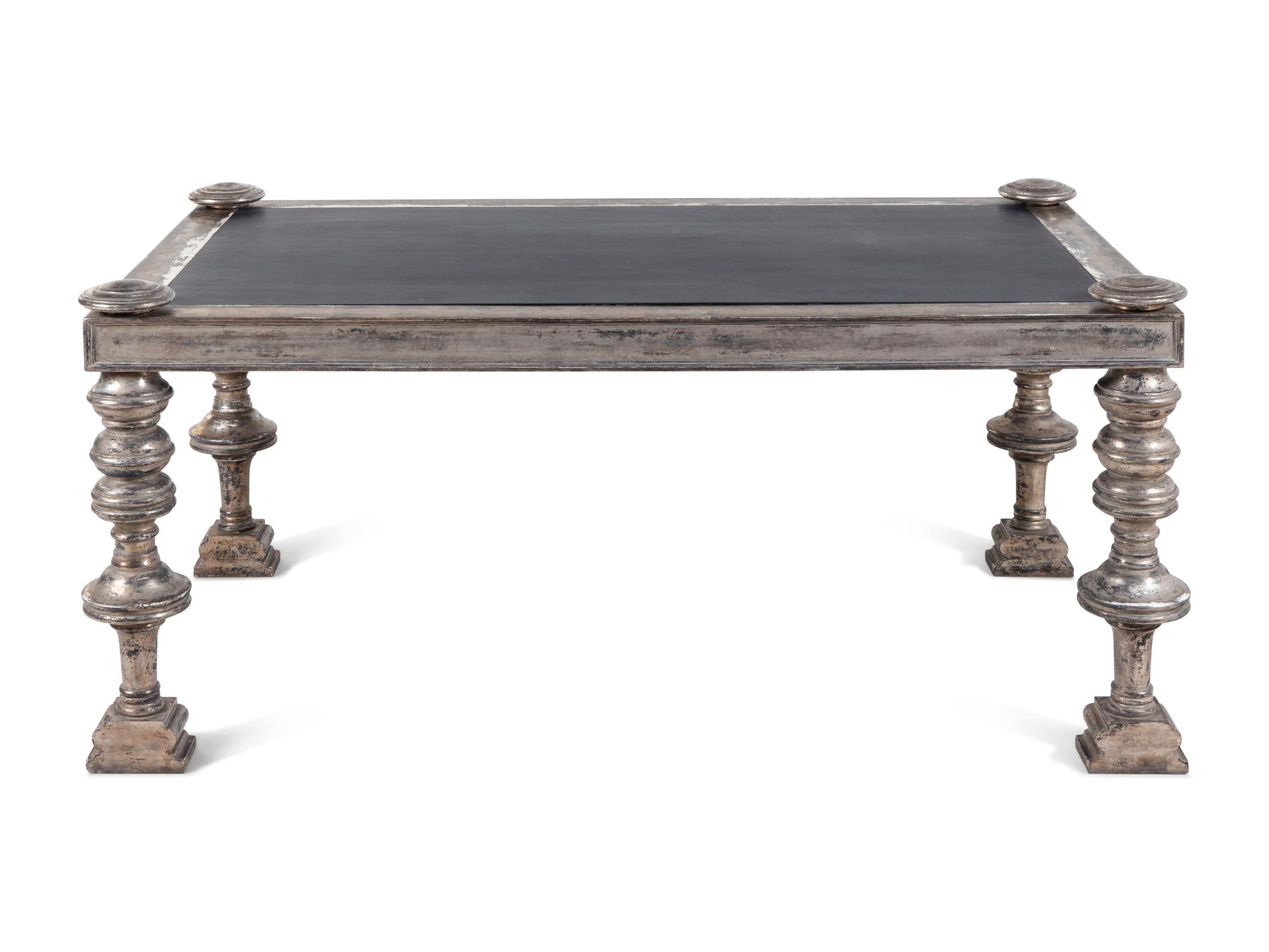 A Contemporary Silvered Wood Low Table