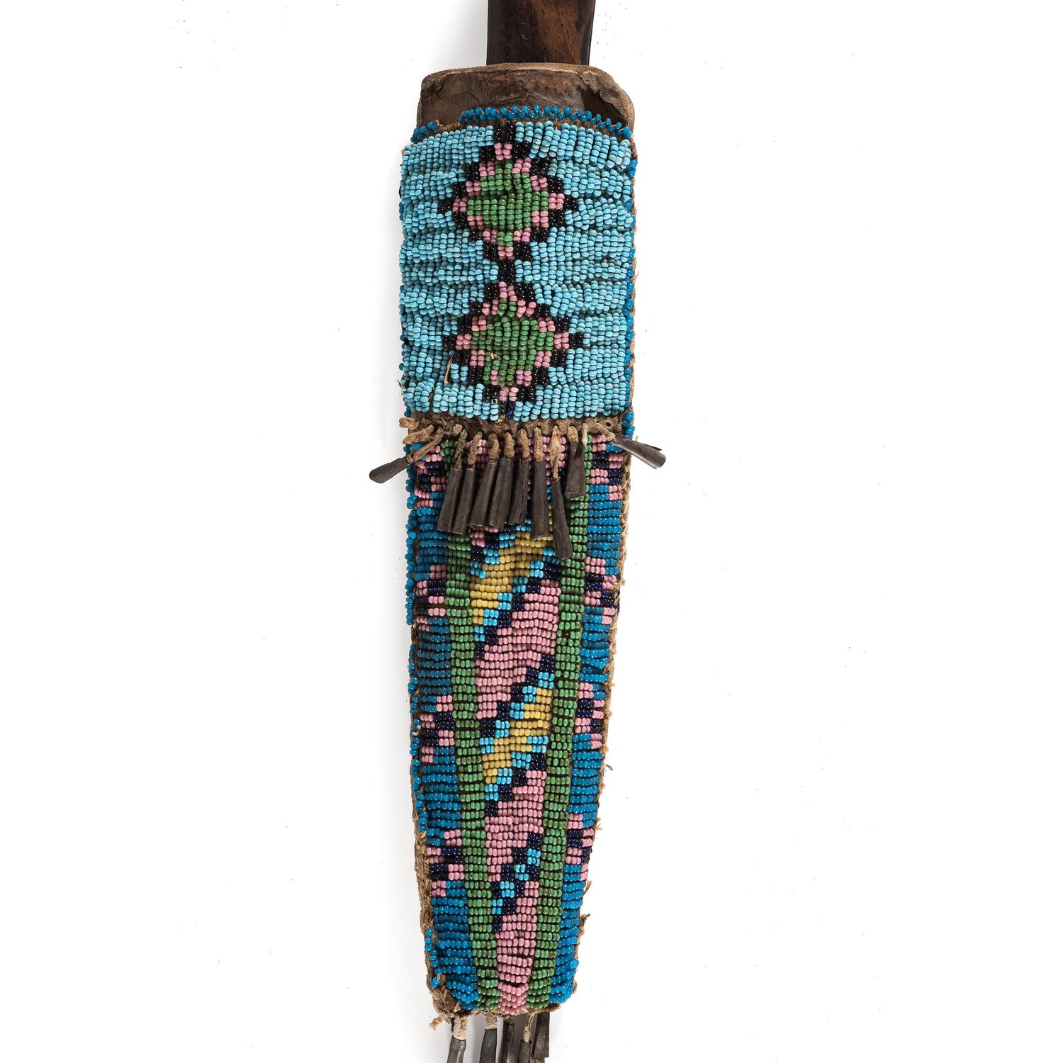 Plains Beaded Knife Sheath, with Buffalo Rawhide Lining