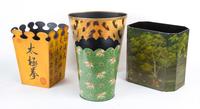 A Group of Four Miscellaneous Waste Paper Bins Height of tallest 12 1/2 inches.