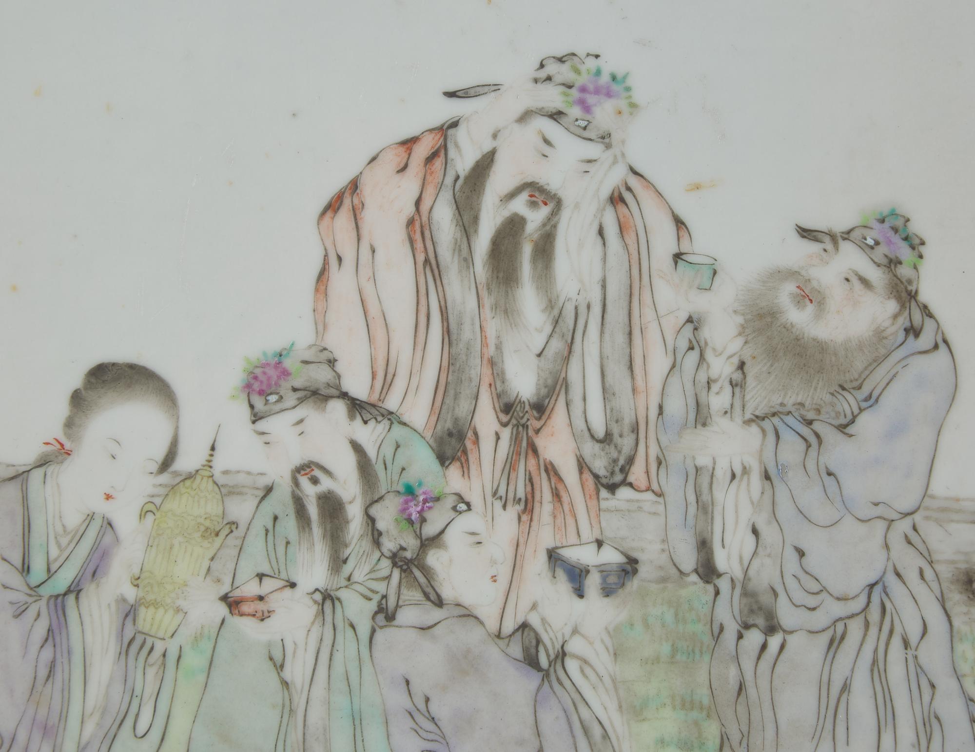Wang Zhang (Chinese, Late 19th-Early 20th Century) 汪漢云（晚清-民國）金帶圖瓷板