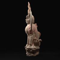 An impressive pair of large painted pottery "Earth Spirits" 镇墓兽一对 Tang dynasty ?