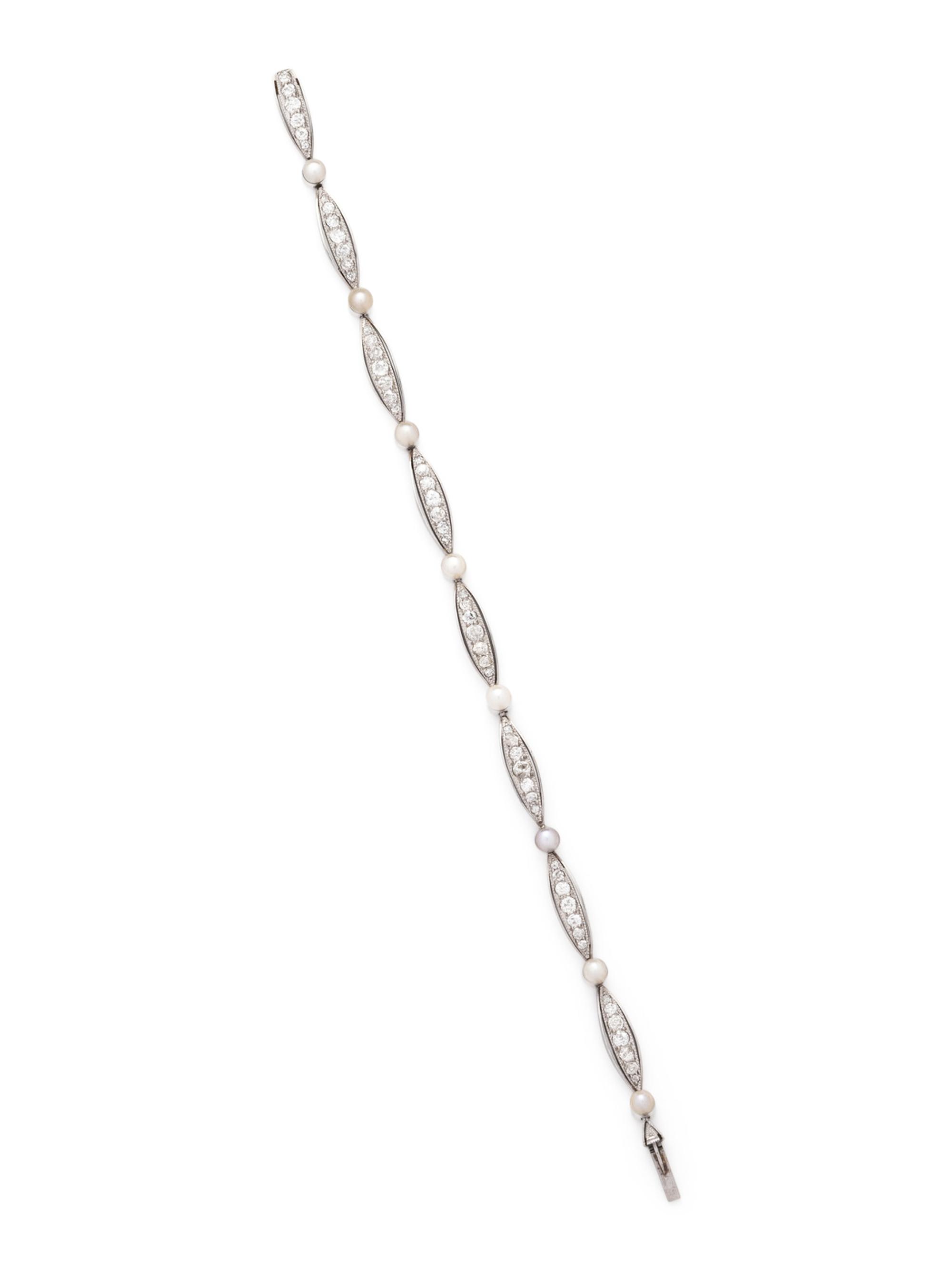 ANTIQUE, DIAMOND AND PEARL BRACELET