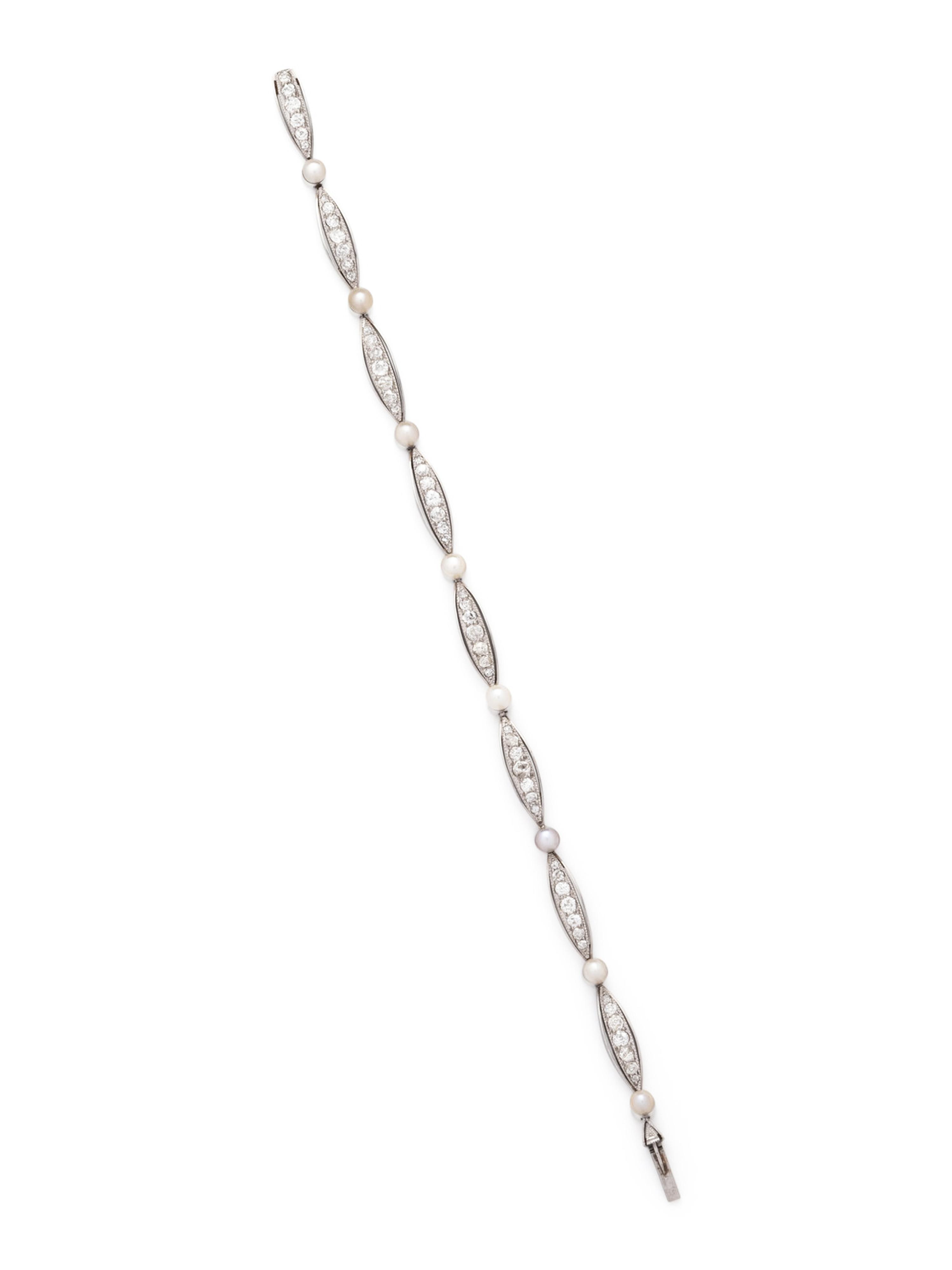 ANTIQUE, DIAMOND AND PEARL BRACELET