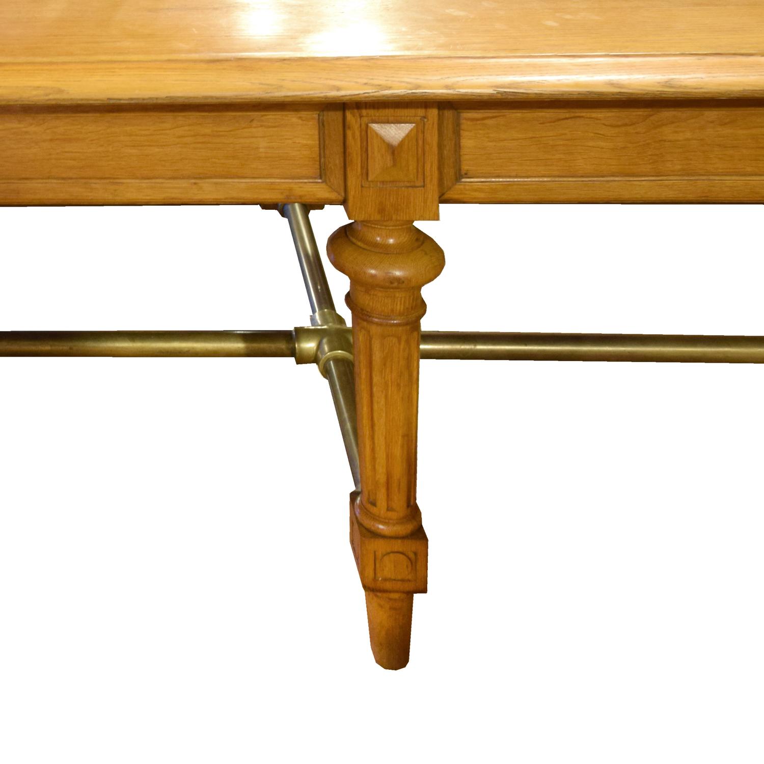 An Oak and Brass Table from the Bank of France 118" W x 59" D x 32" H — France, 20th Century