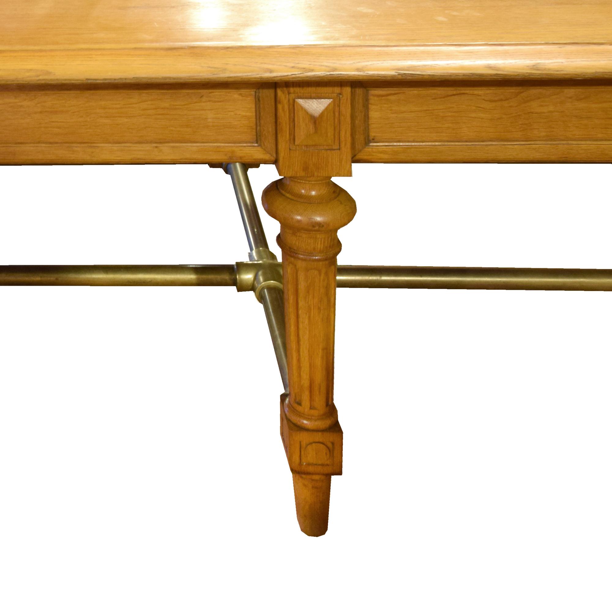 An Oak and Brass Table from the Bank of France 118" W x 59" D x 32" H — France, 20th Century