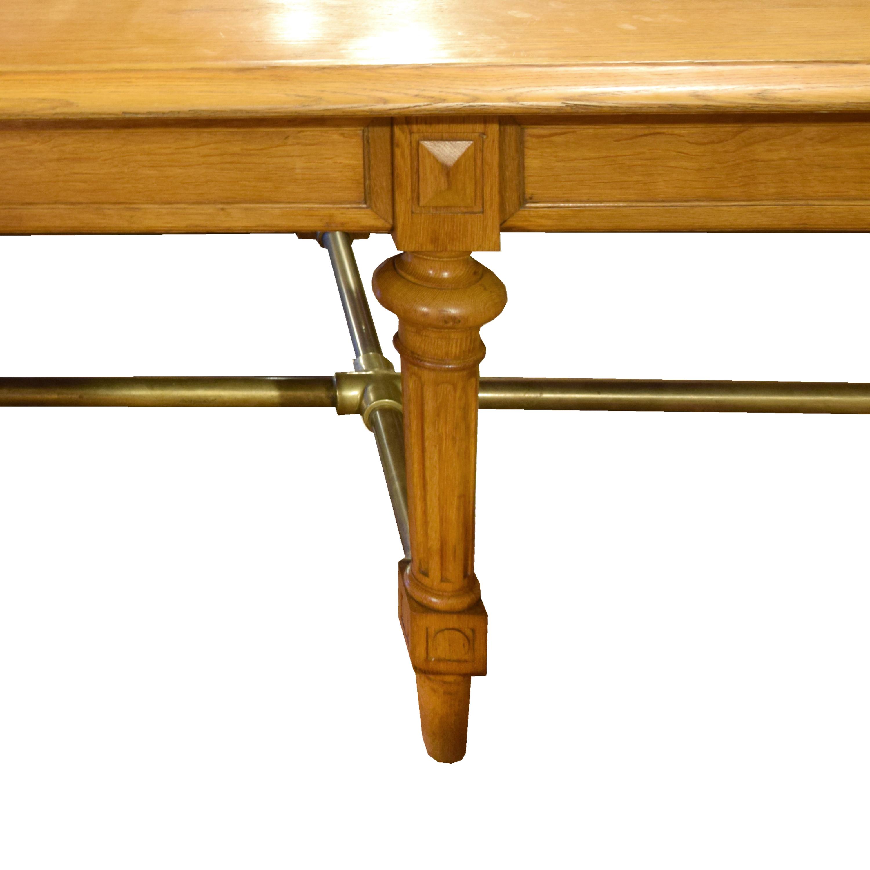 An Oak and Brass Table from the Bank of France 118" W x 59" D x 32" H — France, 20th Century