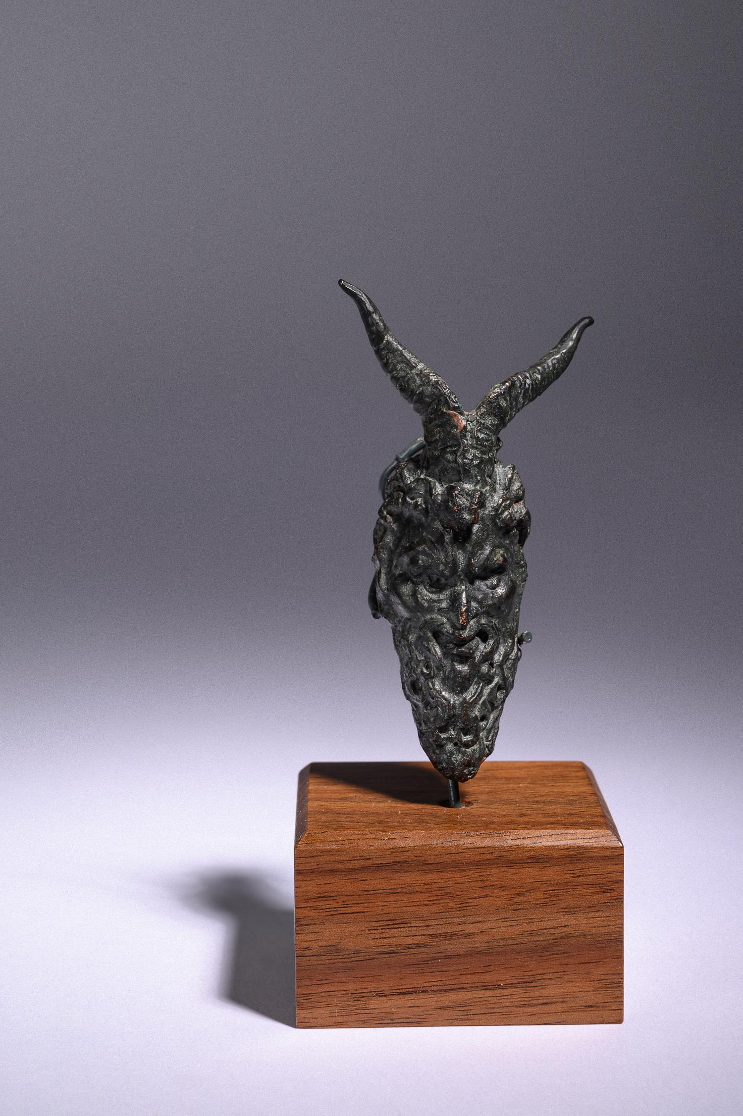 A Roman Bronze Satyr Head Applique