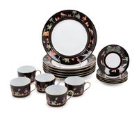 A Collection Tiffany & Co. Black Shoulder Decorated Porcelain Articles